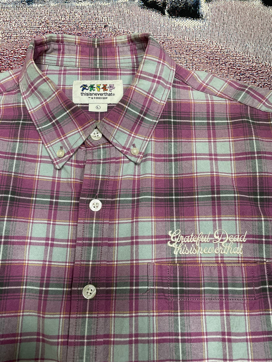 [L] 디네댓x그레이트풀데드 LightningBear Plaid Plum 상품이미지2