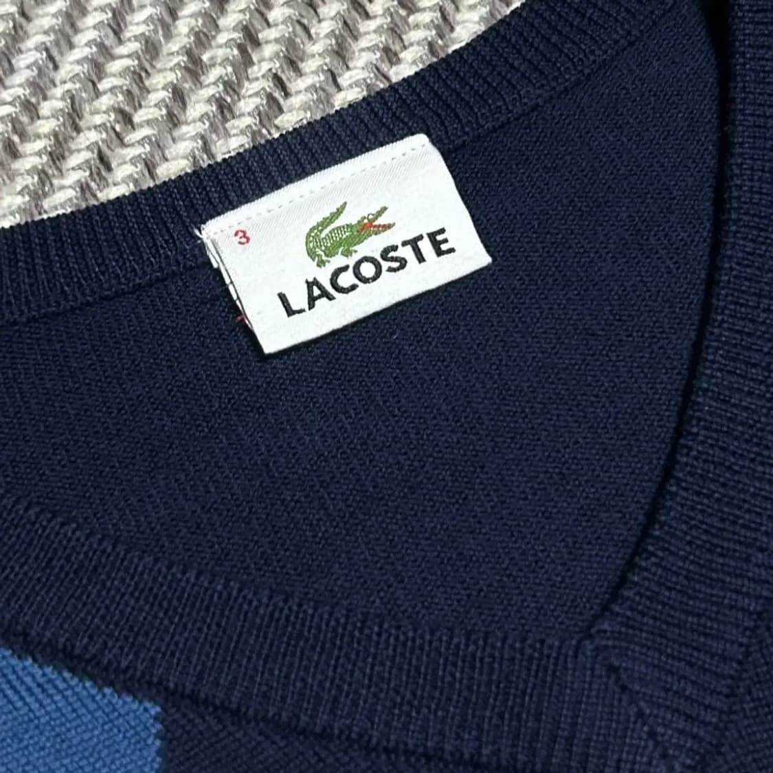 [M] Lacoste 라코스테 우먼즈 아가일 패턴 울 브이넥 니트 상품이미지5