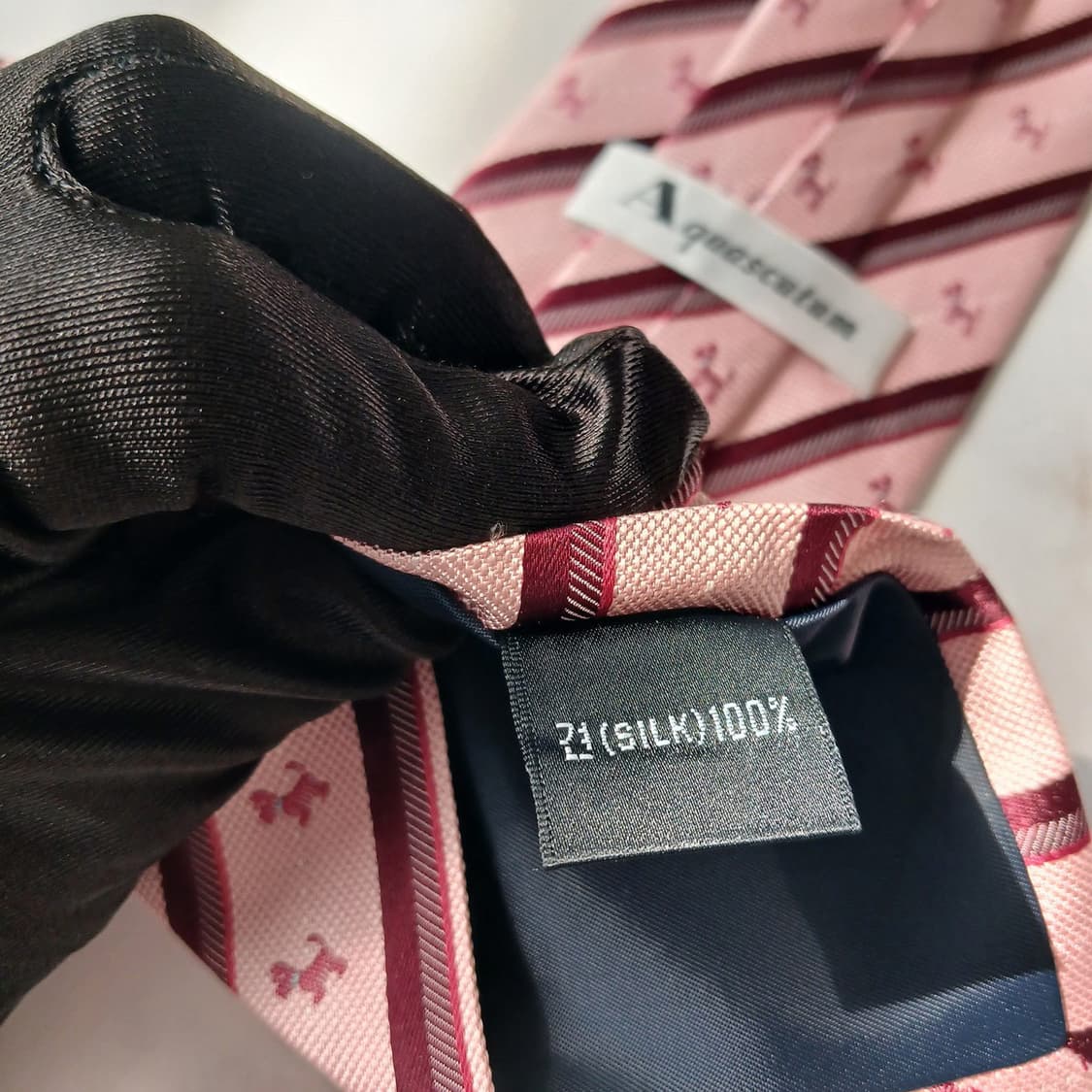 아쿠아스큐텀 스트라이프 도그 패턴 넥타이 9.4cm S~A+등급 E832 상품이미지10