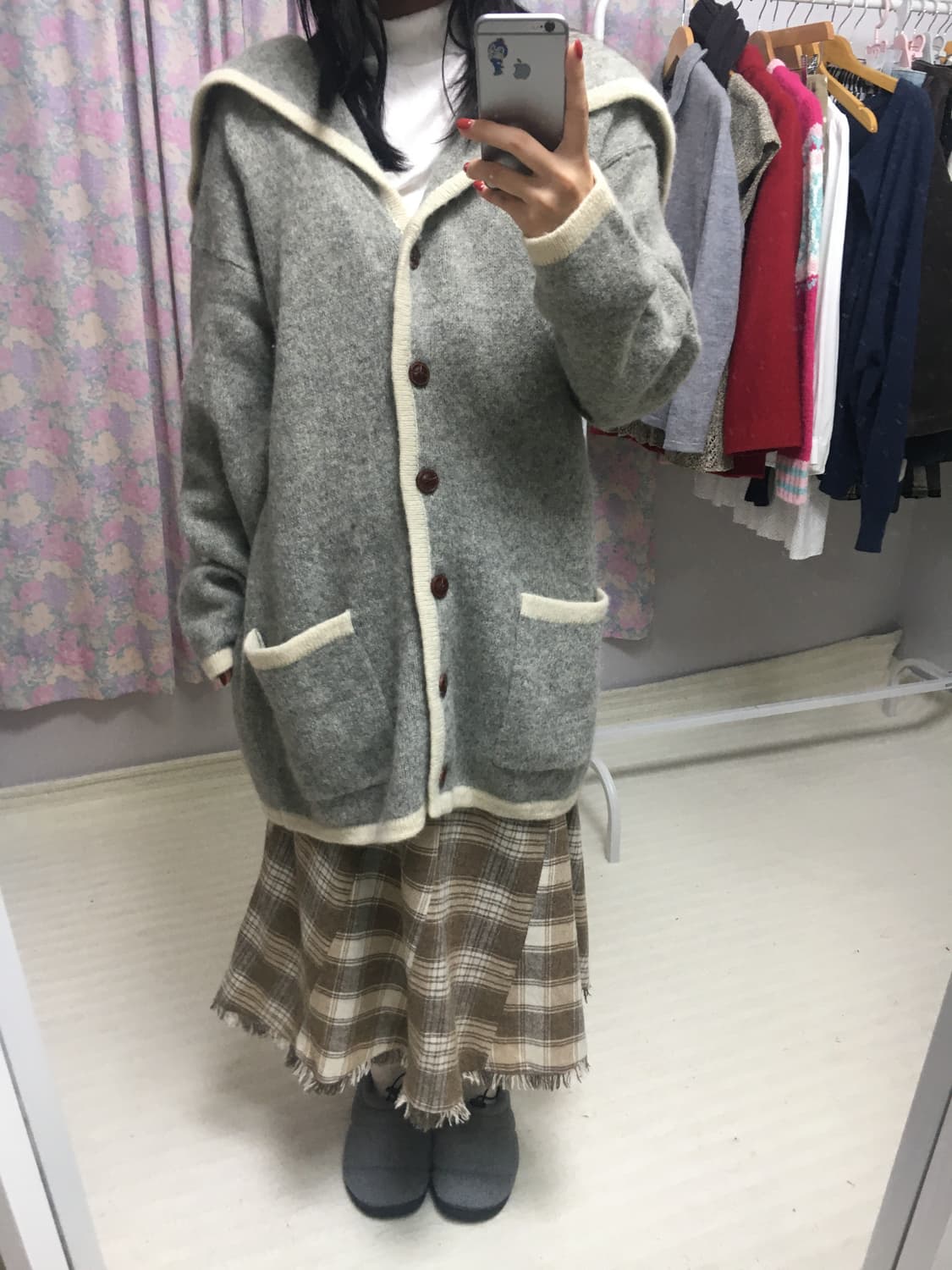 그레이 울 세일러 카라 가디건 상품이미지2