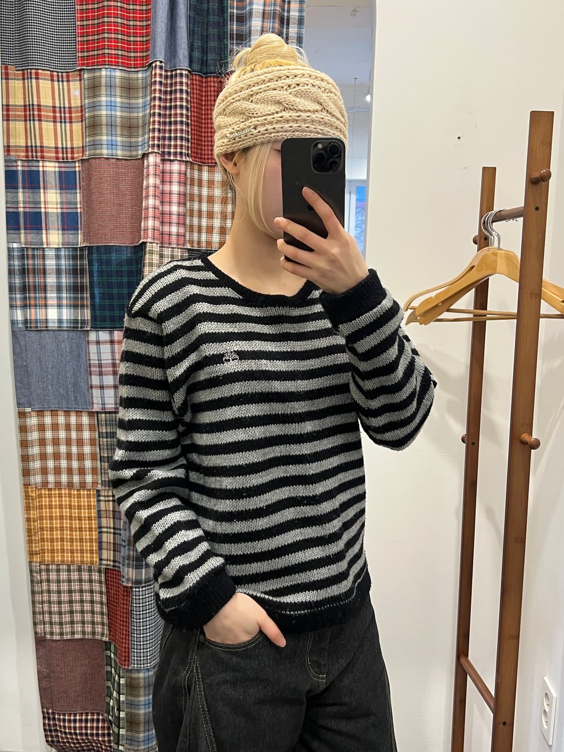 블랙 스트라이프 니트 상품이미지5