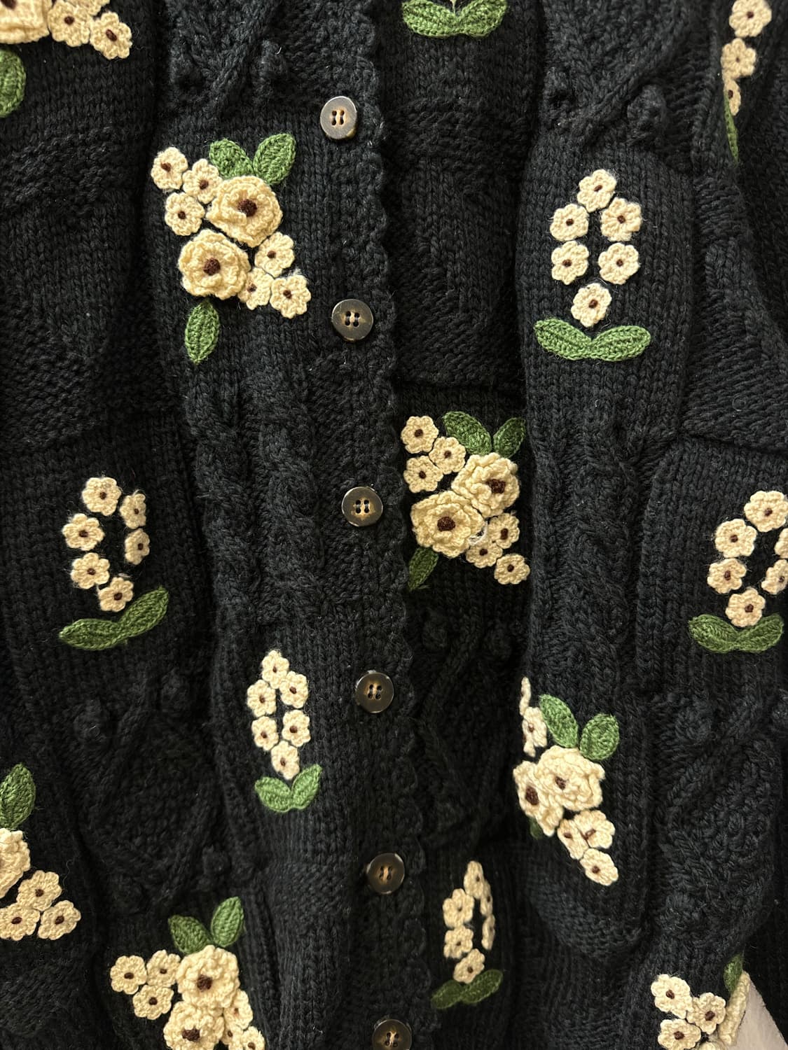 일본빈티지 플라워 크로셰 모티브 니트 스웨터 가디건 상품이미지4