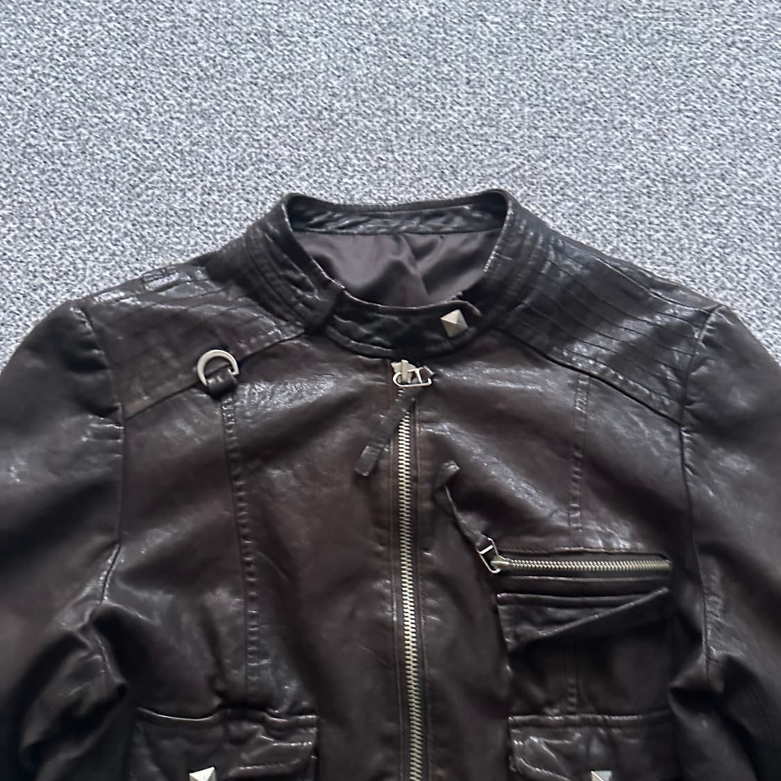 브라운 레더 라이더 자켓 상품이미지2
