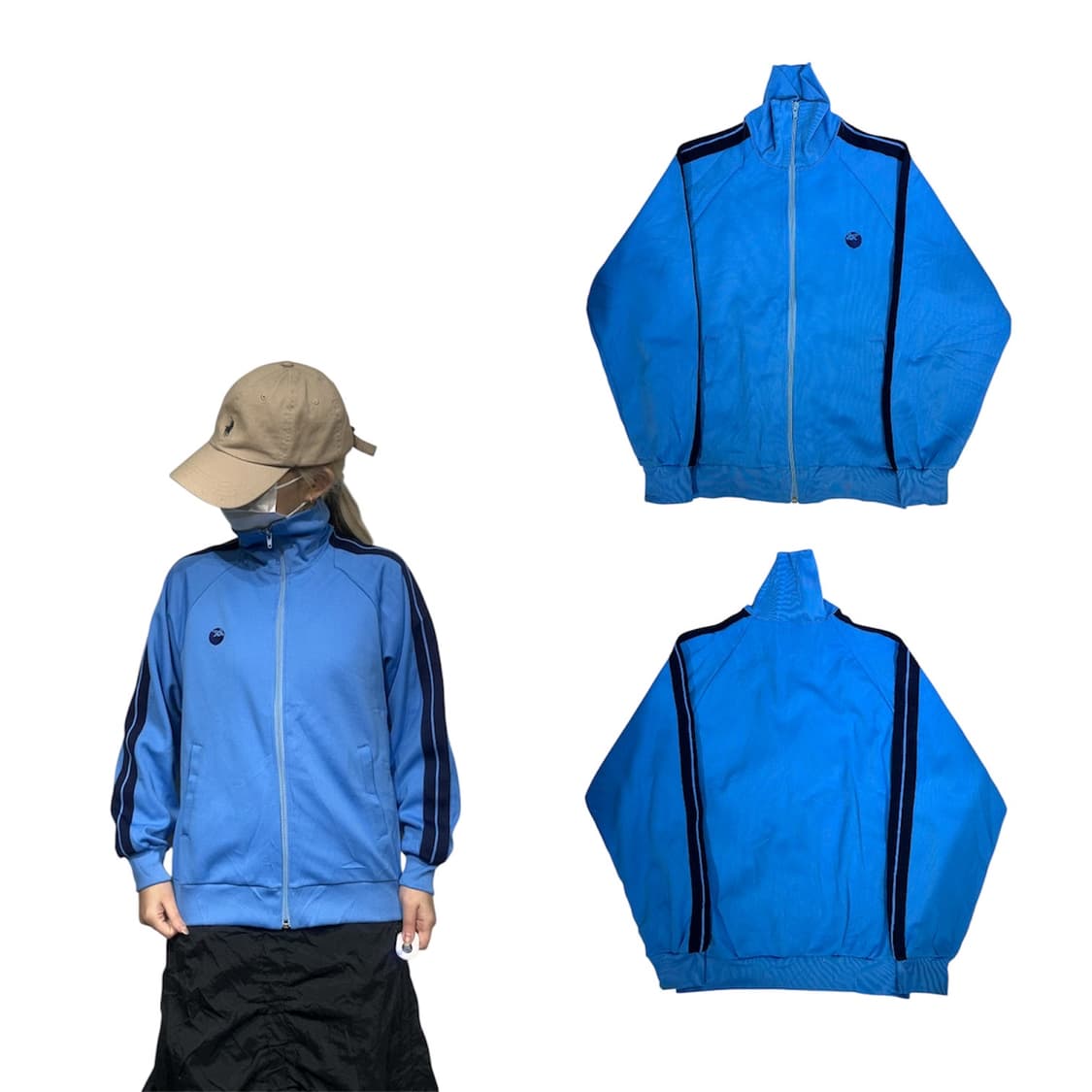 아식스 블루 블랙 사이드 라인 트랙탑 져지 90 상품이미지1