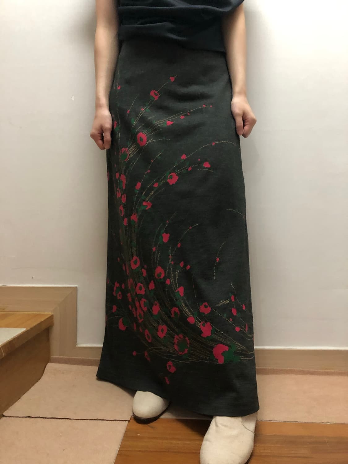 빈티지 딥그레이 오리엔탈 롱 스커트 상품이미지5