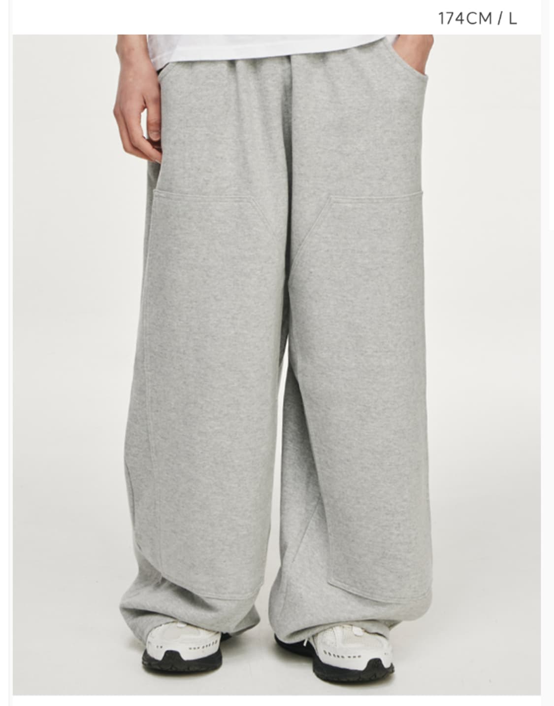 L 새제품) 시그니처 더블니 기모 바지 스웨트팬츠 멜란지그레이 남성 34 상품이미지1