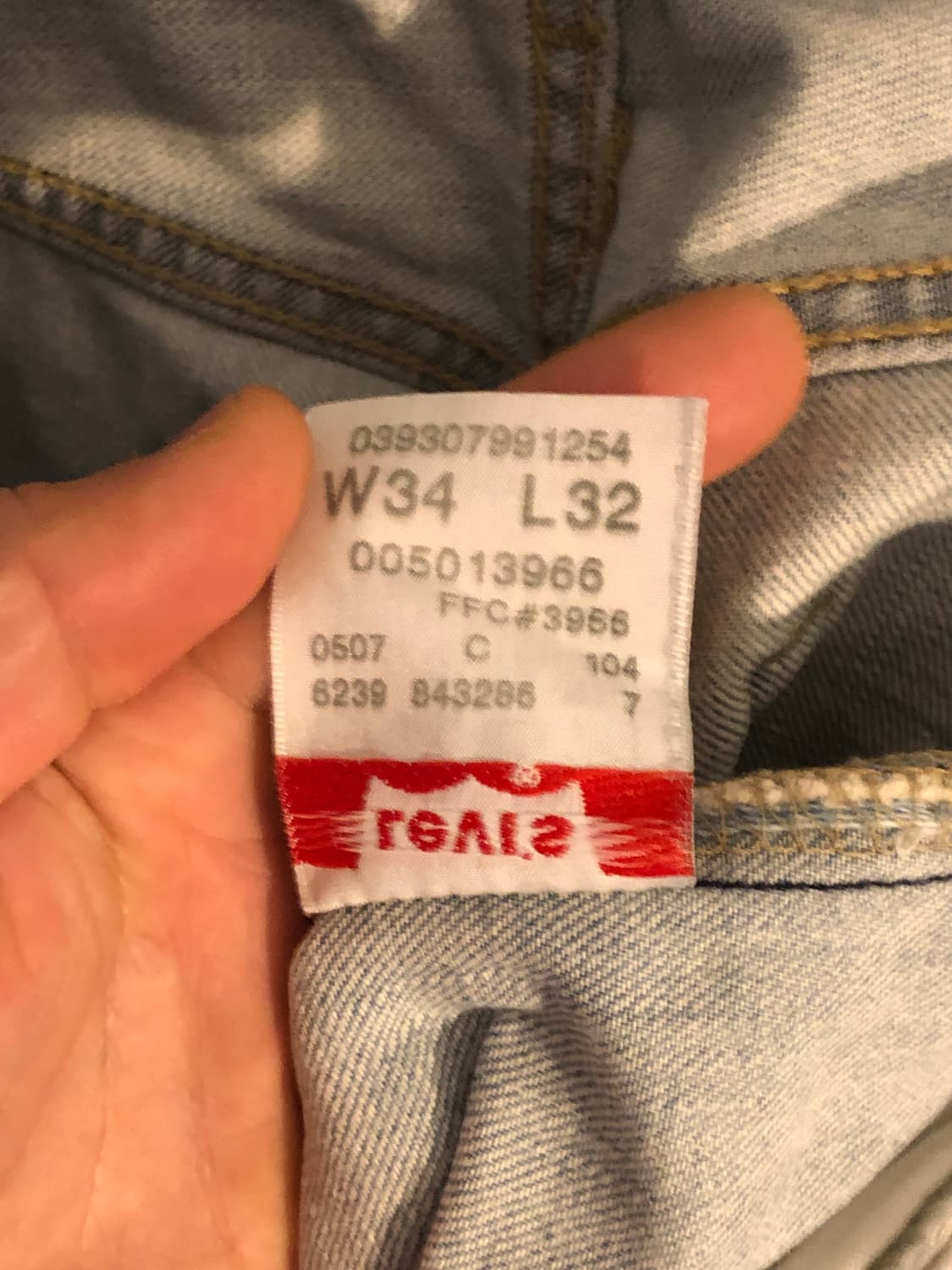 빈티지 리바이스 501 연청 데님 34x32 상품이미지7