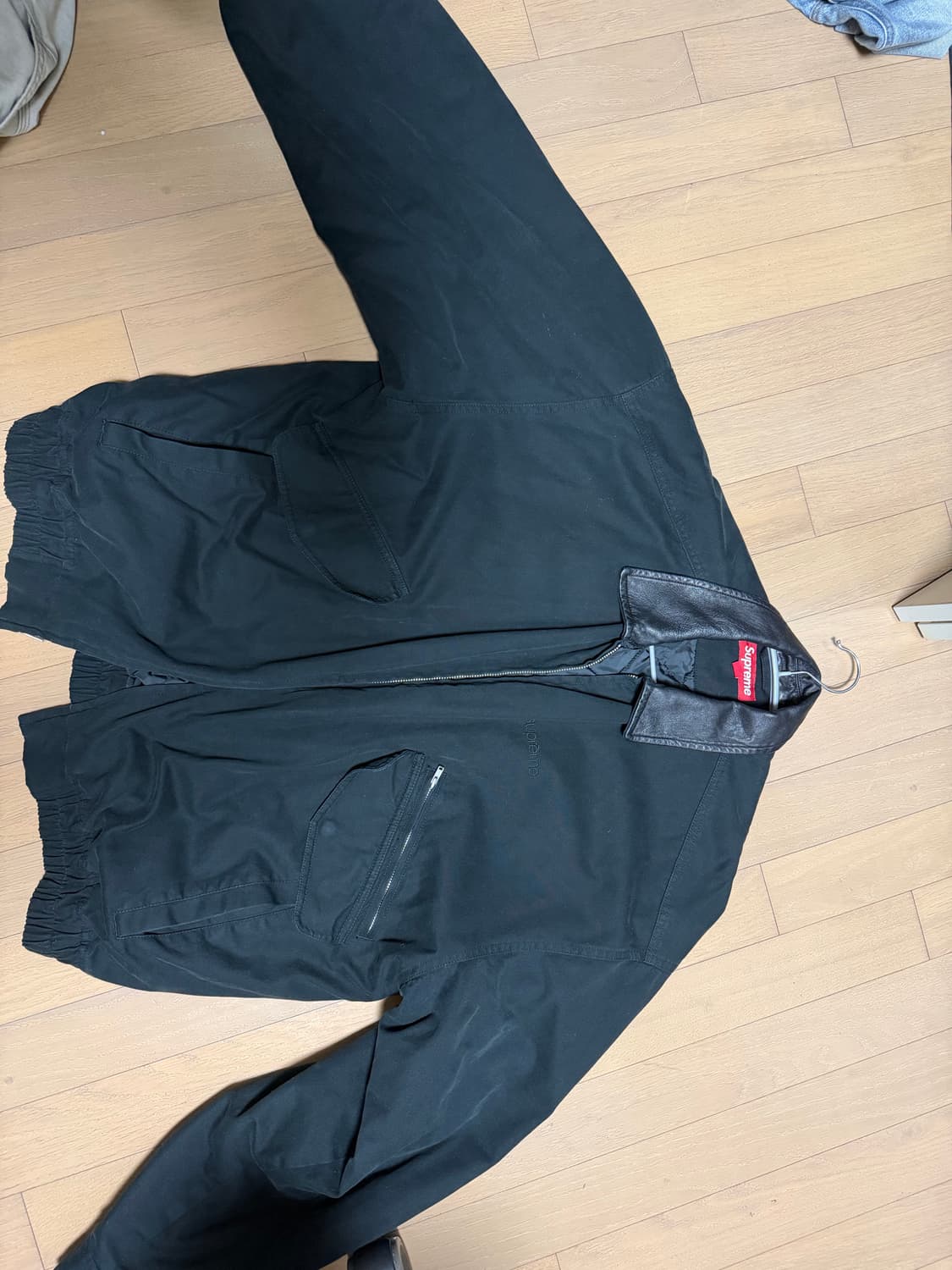 [L]23FW슈프림 레더칼라 워크 자켓 블랙 상품이미지1