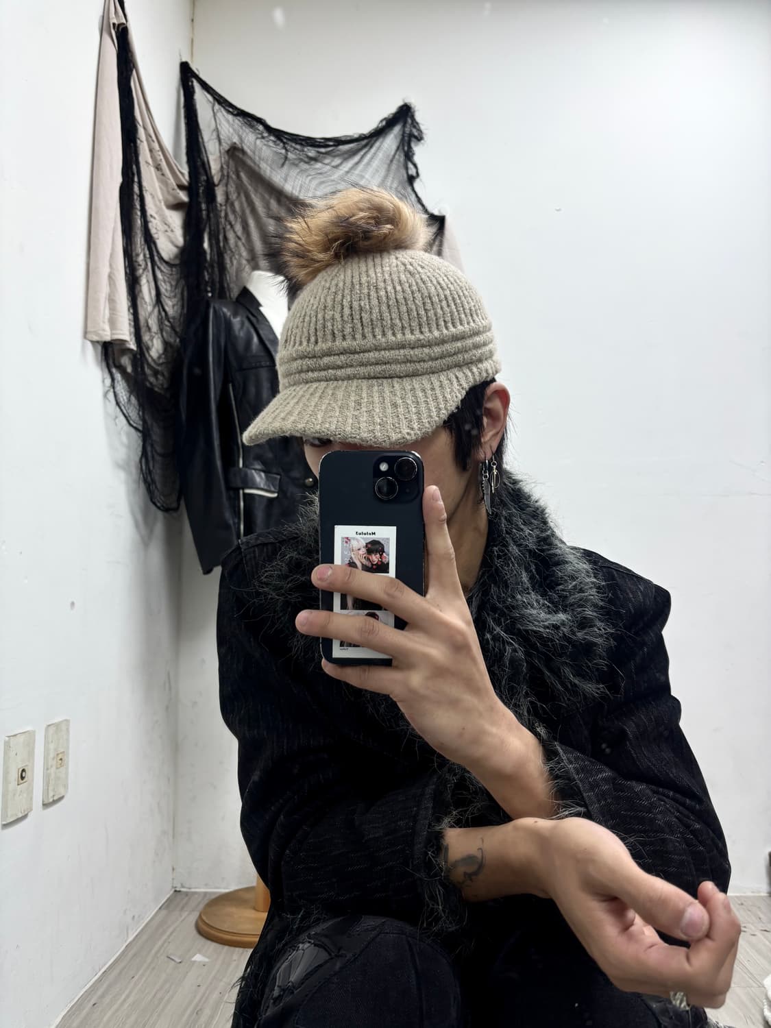 10 Fur Detail Beige Y2K Knit Cap (여성 Fre 상품이미지6