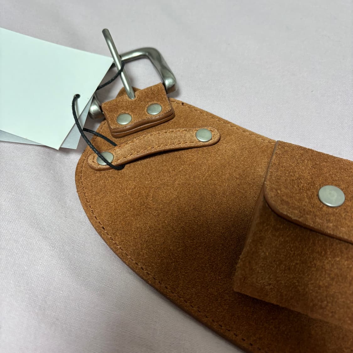 렌세 리얼 소가죽 스웨이드 포켓 벨트 브라운 새상품 상품이미지8