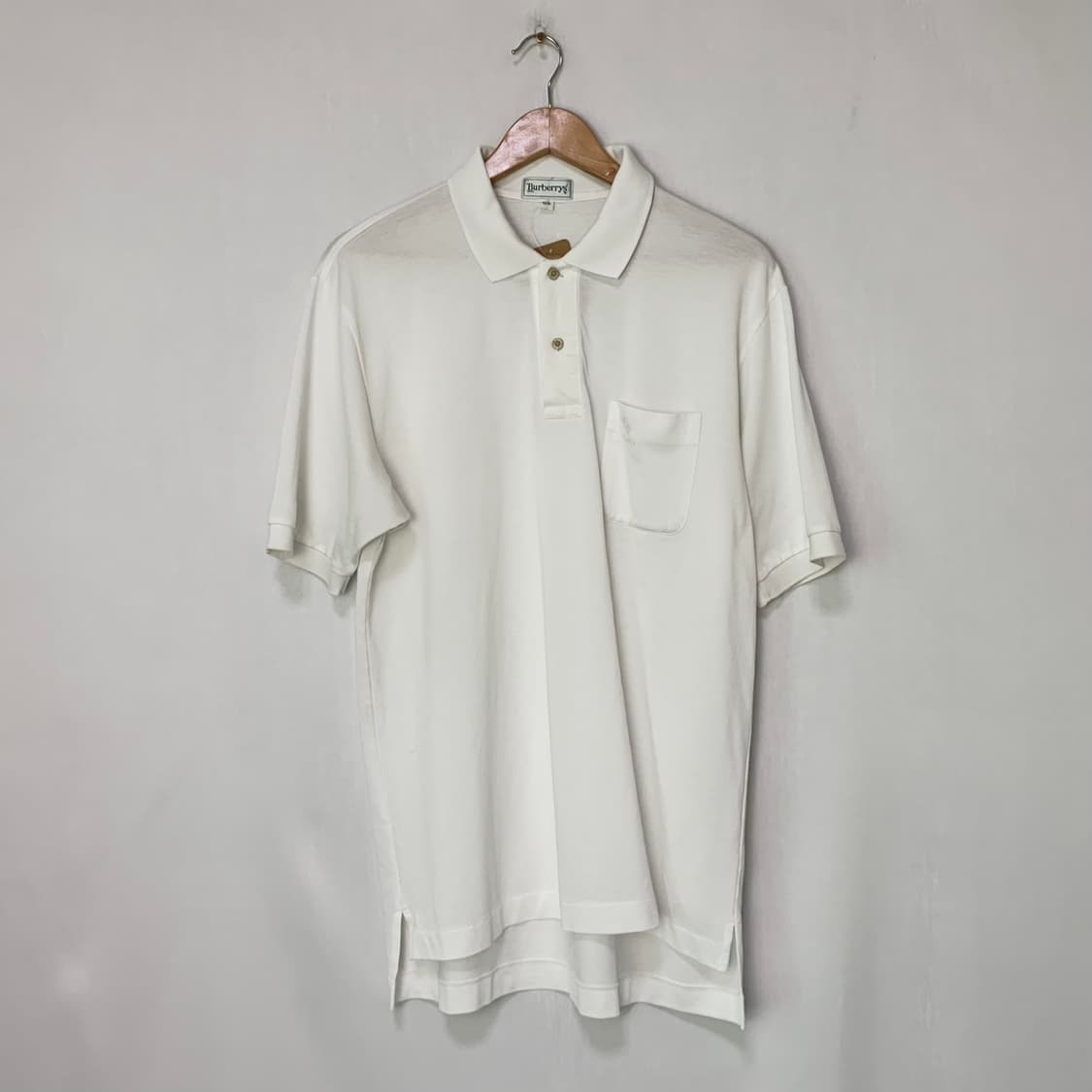버버리 빈티지 화이트 반팔 포켓 피케 폴로티 카라 티셔츠 상품이미지1