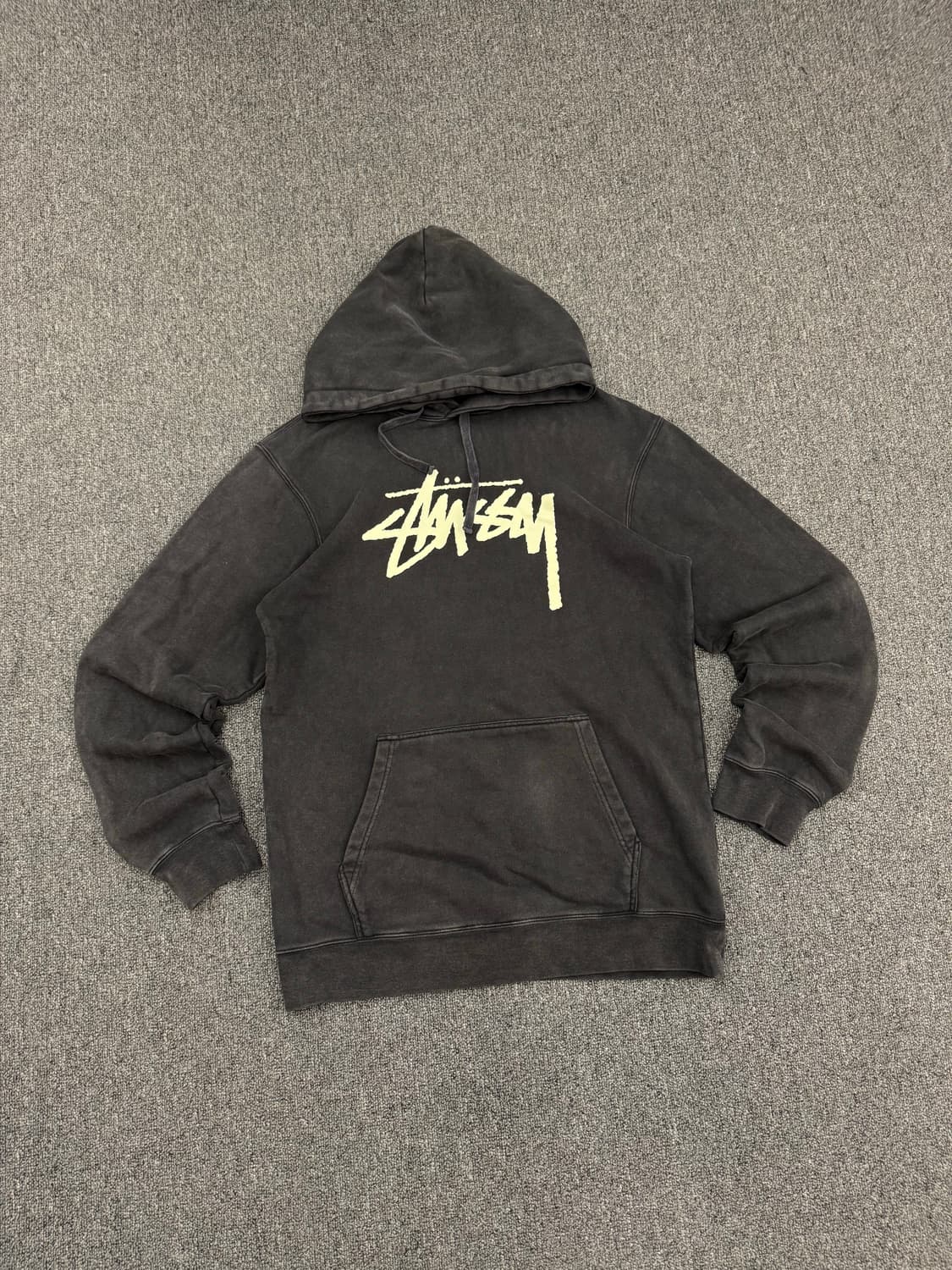 L)스투시 빈티지 로고 프린팅 블랙 후디 상품이미지1