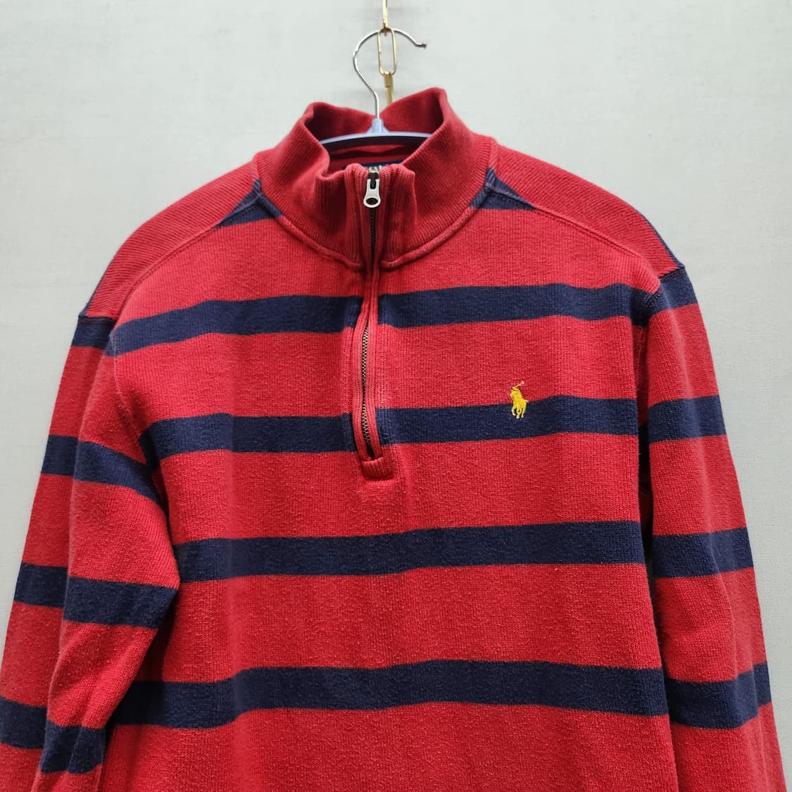 폴로랄프로렌 로고 스트라이프 코튼 반집업 니트 S 상품이미지2