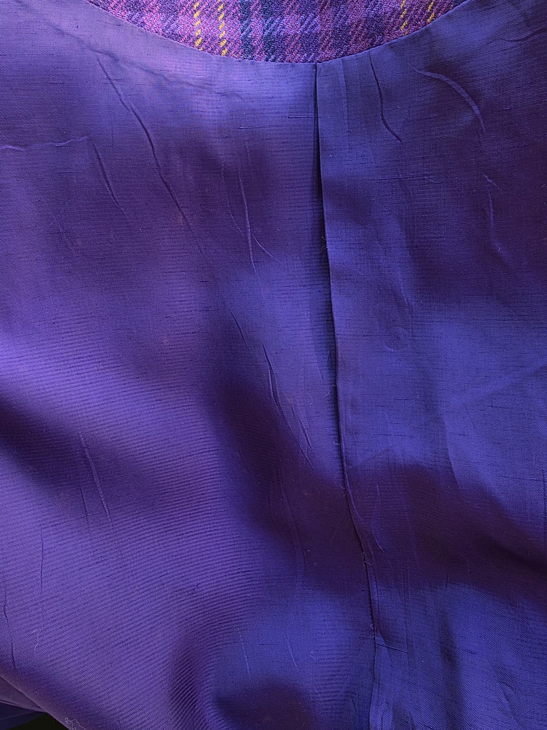 체크 패턴 레이스 테이핑 퍼플 자켓 상품이미지5