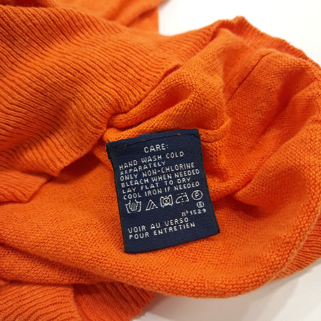 CN748W XS 폴로 랄프로렌 오렌지 V넥 코튼린넨 긴팔 니트 스웨터 상품이미지6