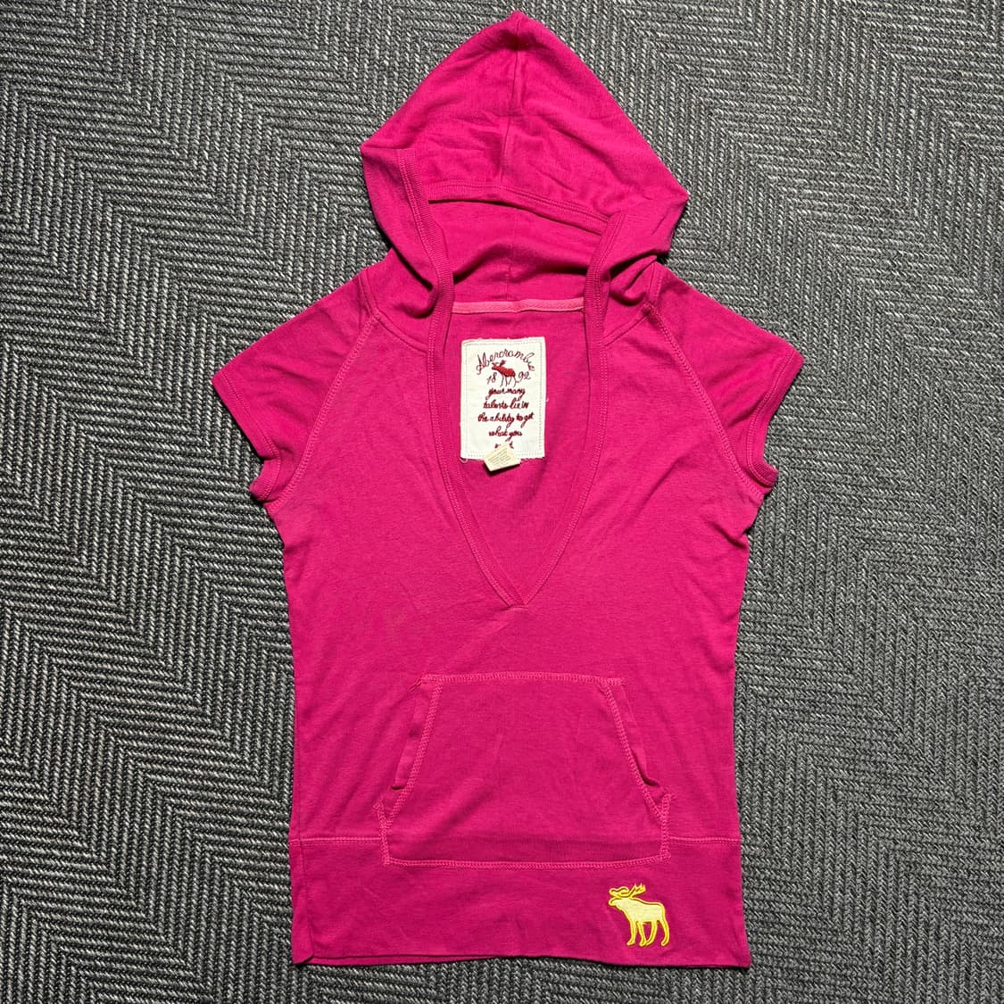 아베크롬비앤피치 Y2K 반팔 핑크 후드티(Free) 상품이미지1