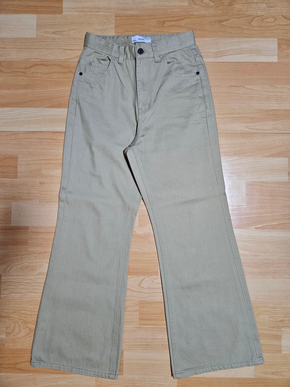 미나브 코튼 와이드 플레어팬츠 베이지 상품이미지4