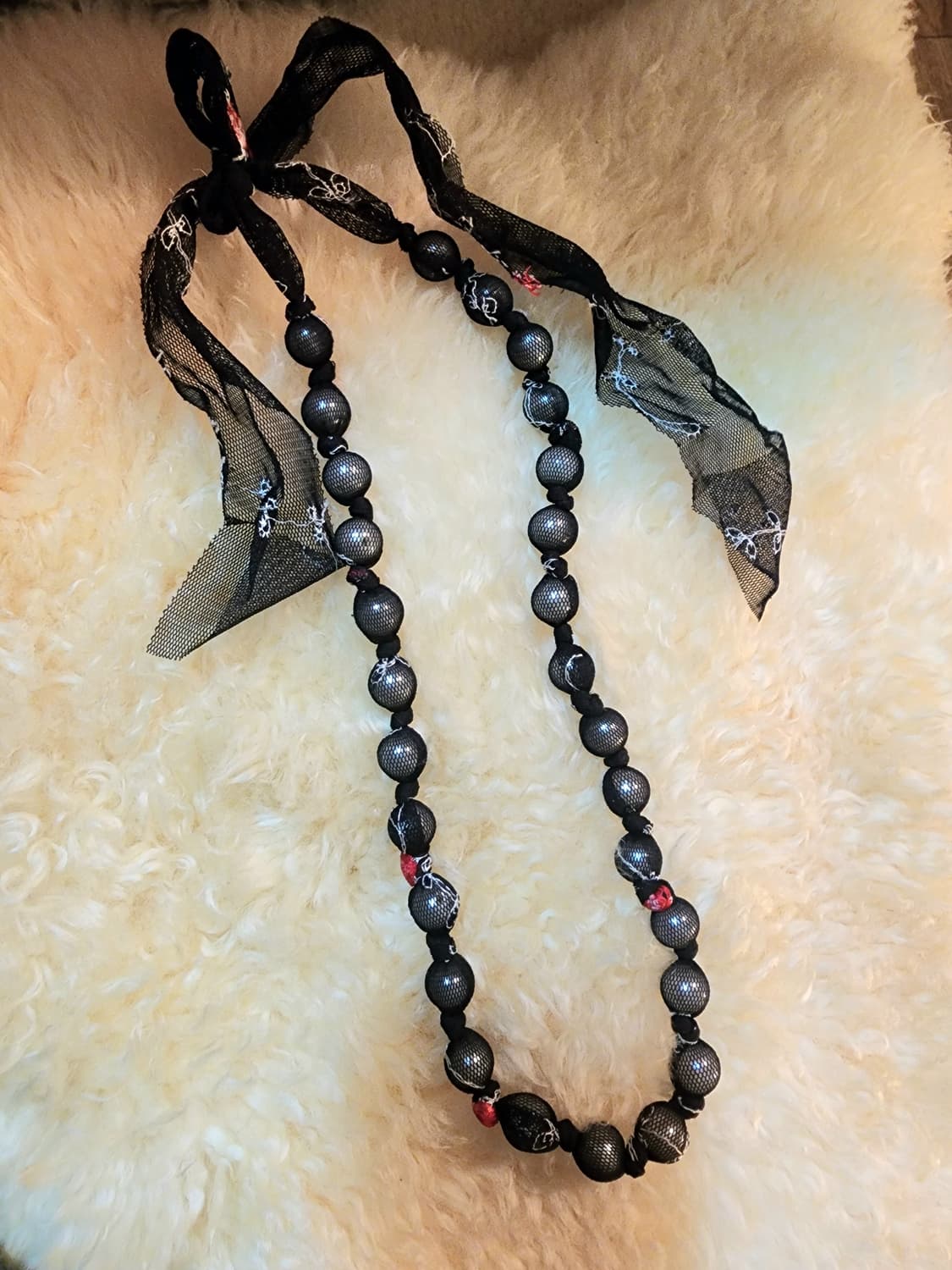 진주망사 리본매듭 목걸이 상품이미지3