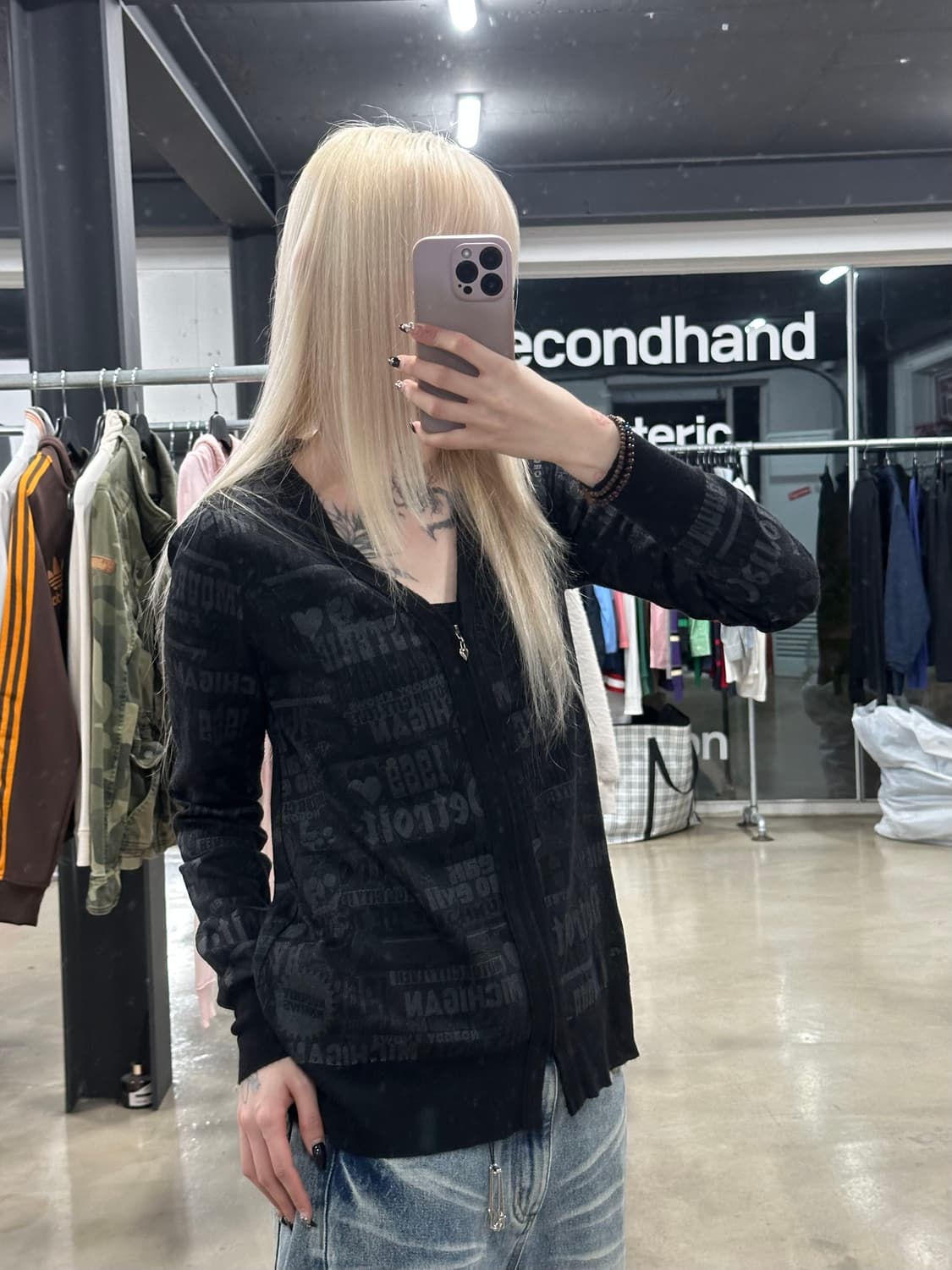 히스테릭 글래머 하트 자물쇠 지퍼 가디건 상품이미지3