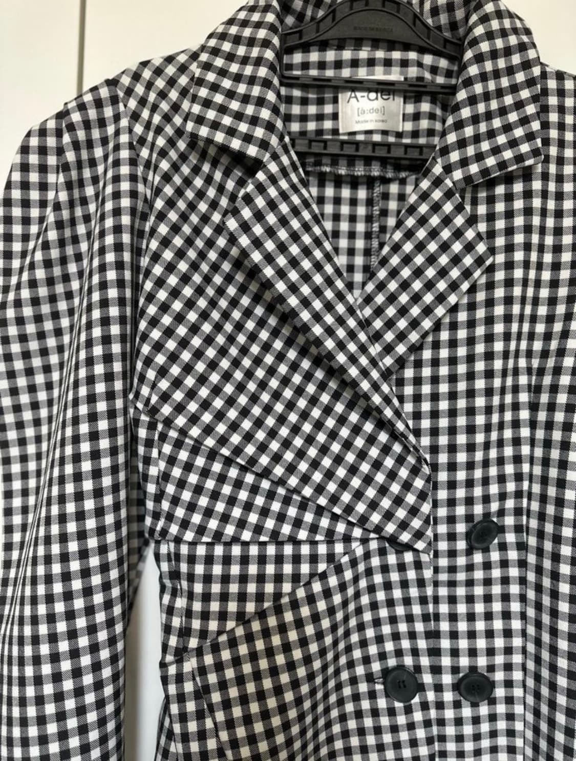 A-del 체크 원피스겸 자켓 블랙 화이트  상품이미지5