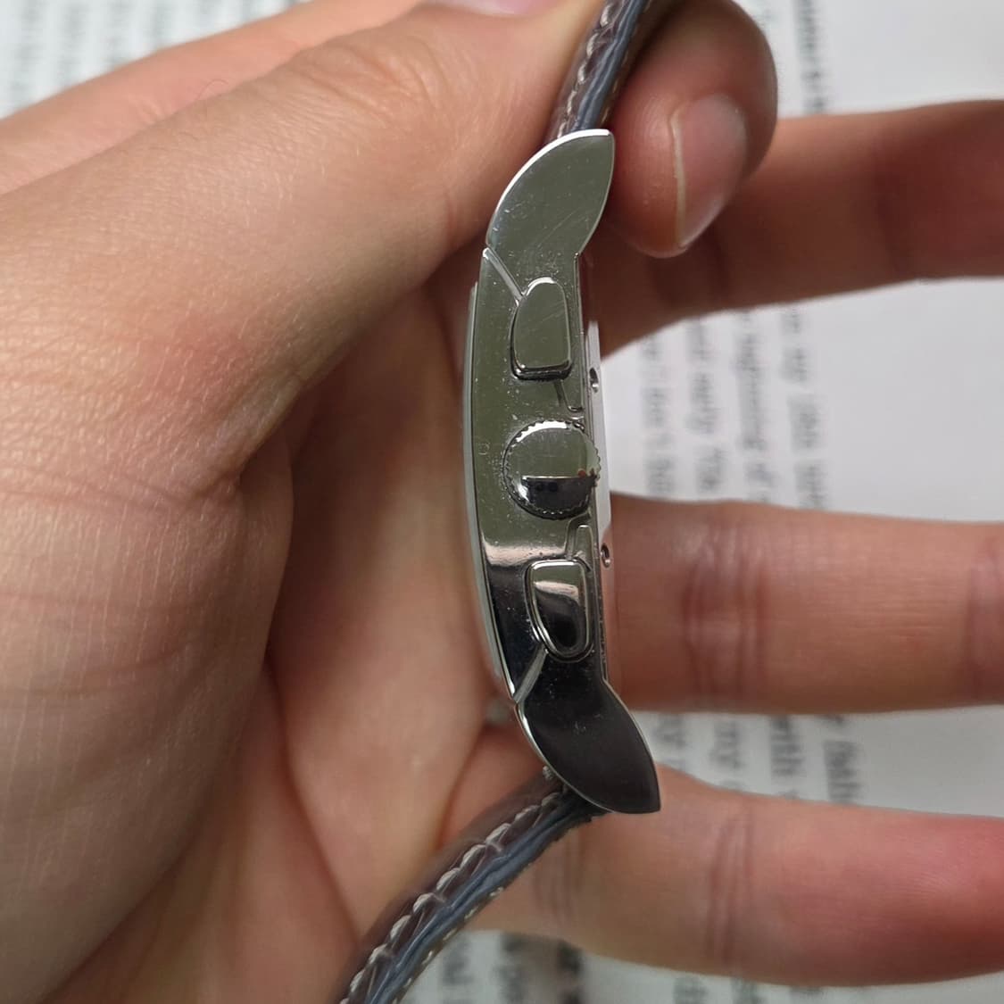 레어] 불가리 렉탕골로 화이트판 사각탱크 크로노그래프 라지스틸 쿼츠  상품이미지6