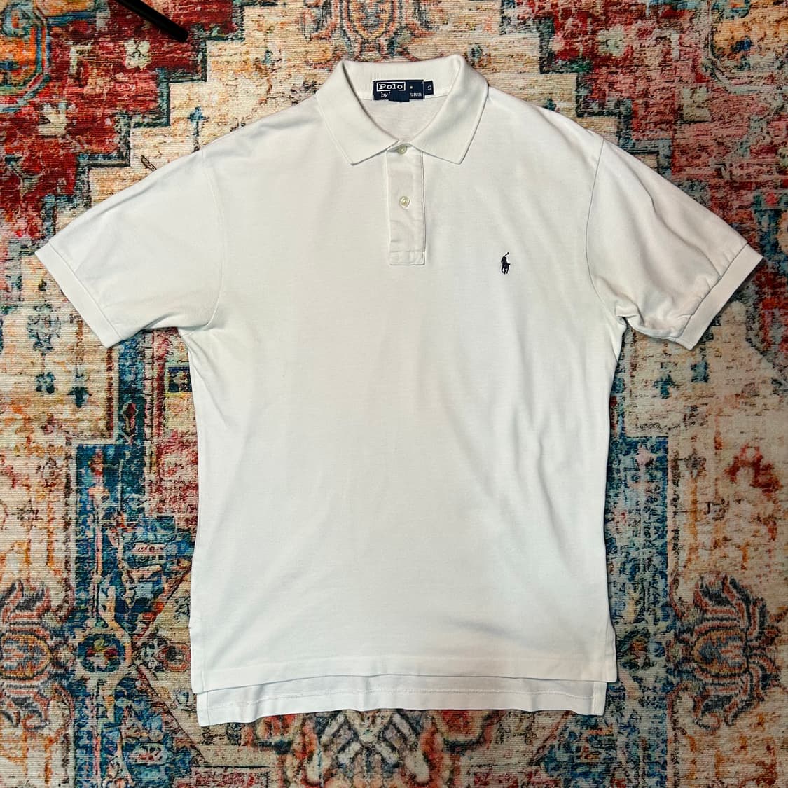 [L] 폴로 랄프로렌 화이트 포니 로고 카라 반팔 상품이미지1