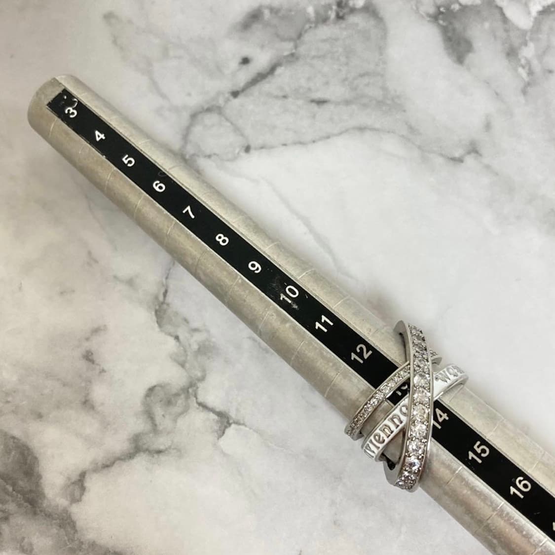 비비안웨스트우드 아카이브 3단화이트 큐빅 로고링 반지(새상품) 상품이미지5