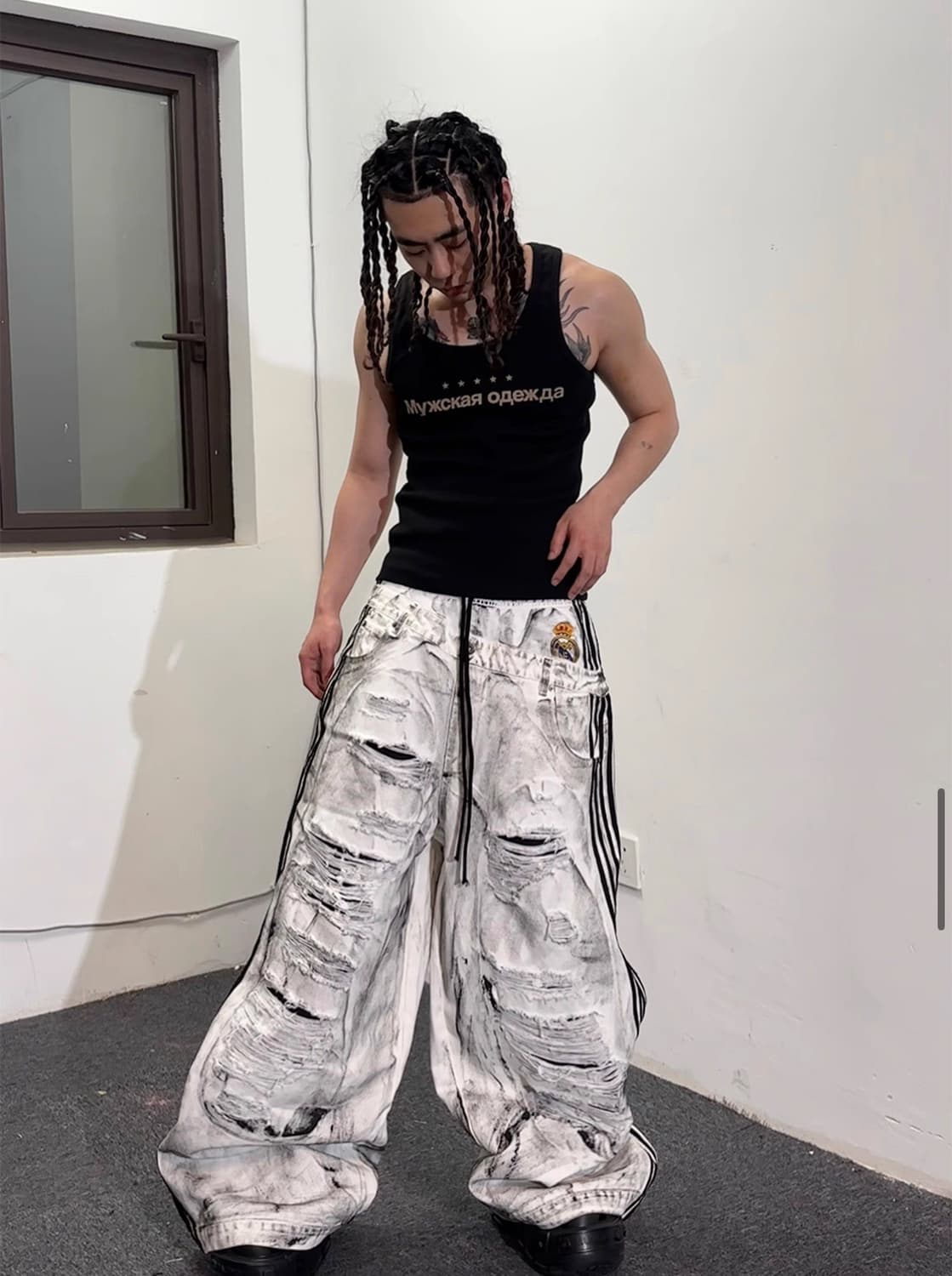콰스 Fake Two-Waist Ripped Baggy Pants 상품이미지4