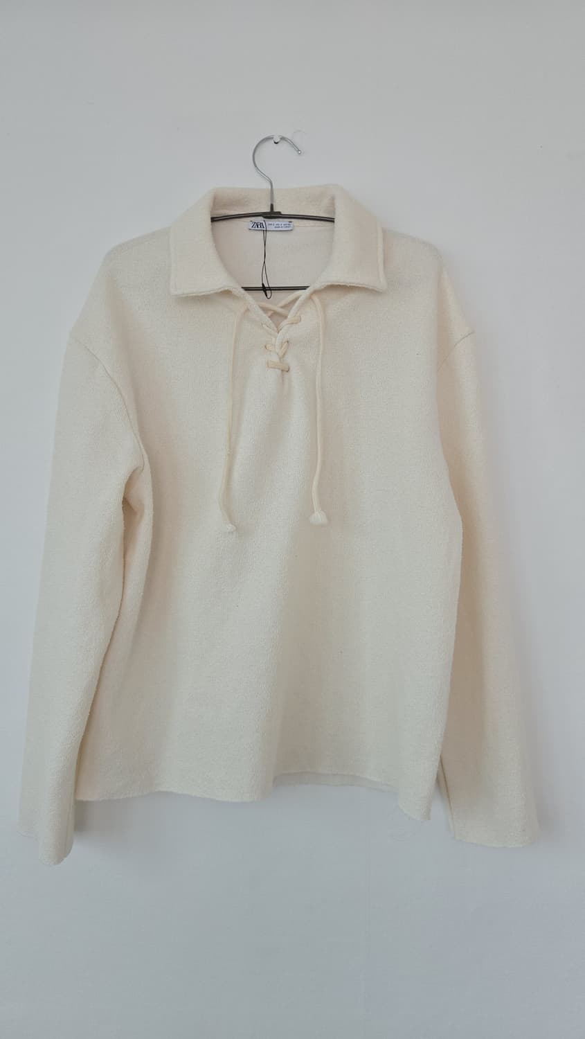 Zara 드로스트링 스웨트 셔츠 크림 상품이미지2