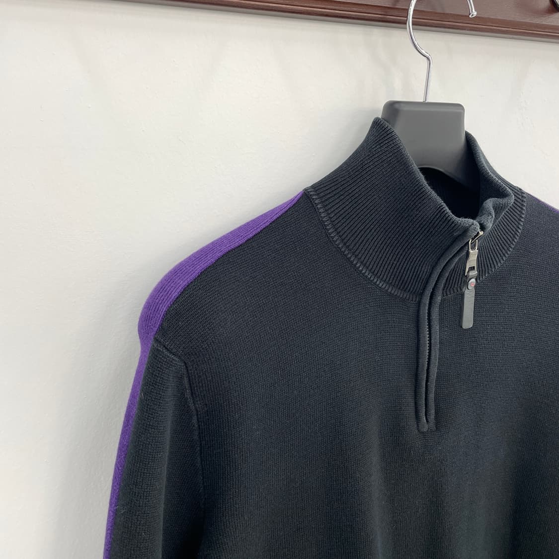 폴로 랄프로렌 블랙 퍼플 라인 하프넥 코튼 니트 상품이미지4