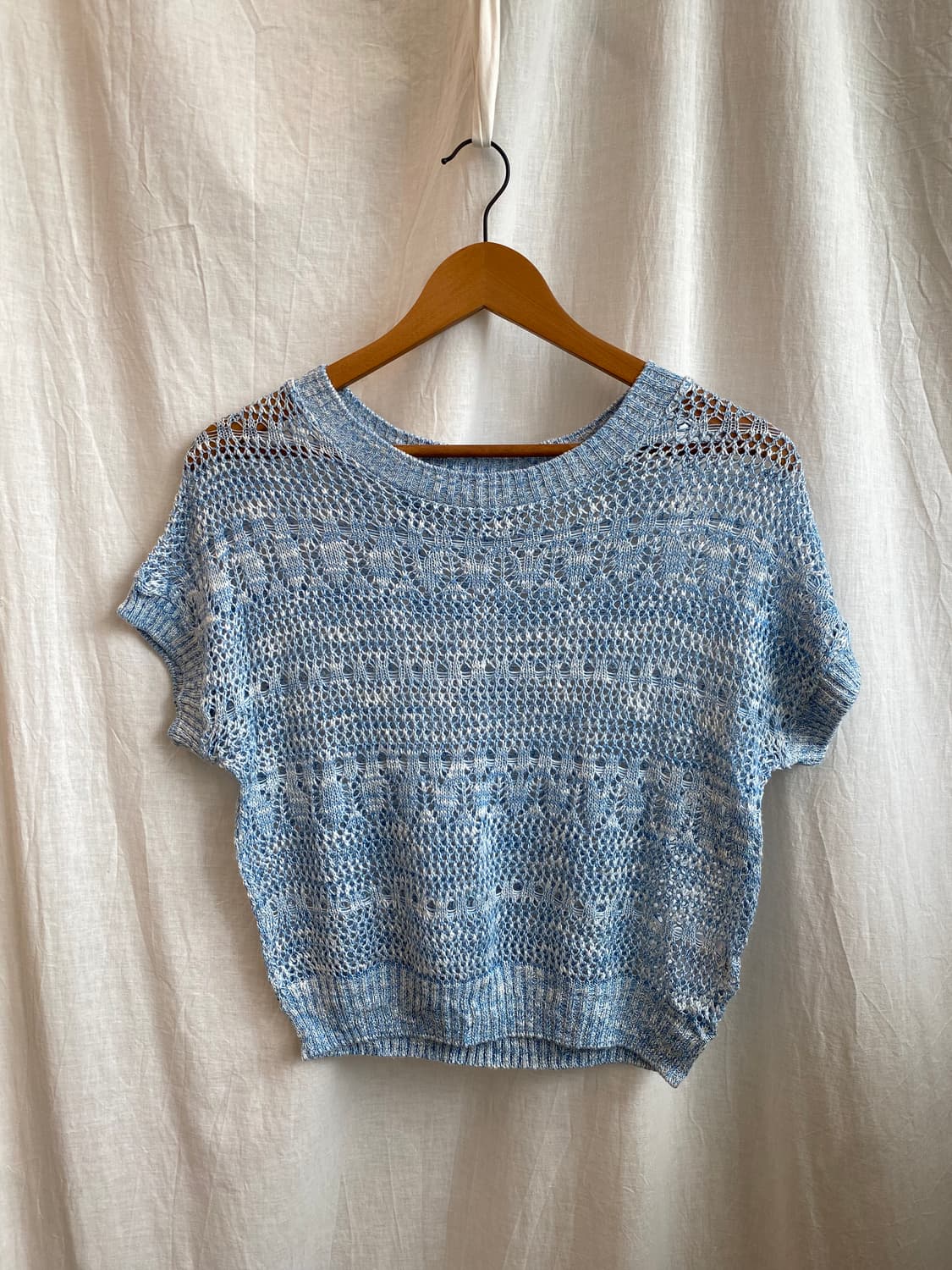 블루 린넨면혼방 니트탑(M) 상품이미지2