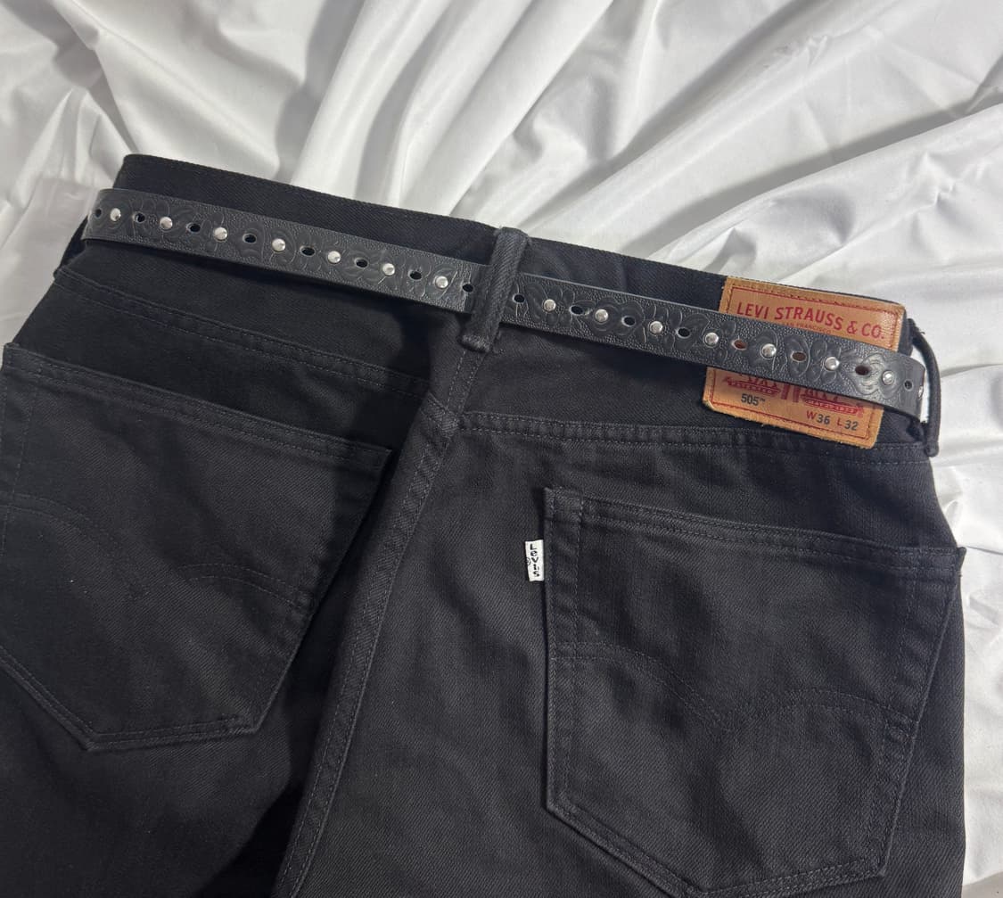 빈티지 플로럴 엠보 레더 벨트 웨스턴 상품이미지2