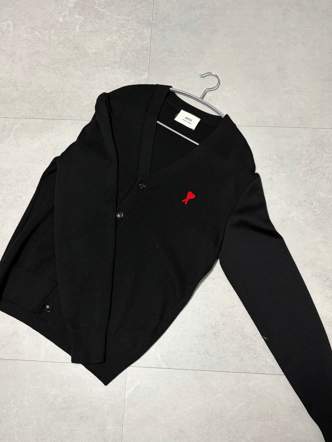 AMI 스몰 하트 로고 울 가디건 블랙 (M) 상품이미지2