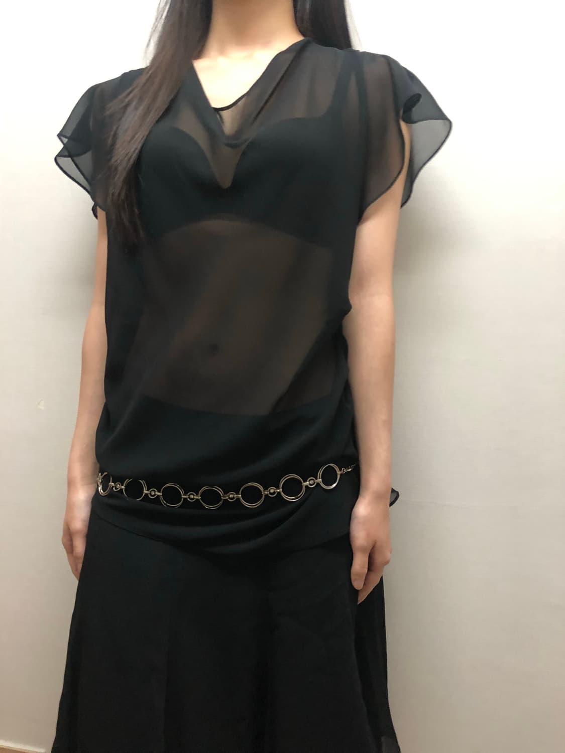 빈티지 블랙 드레이프 블라우스 상품이미지6