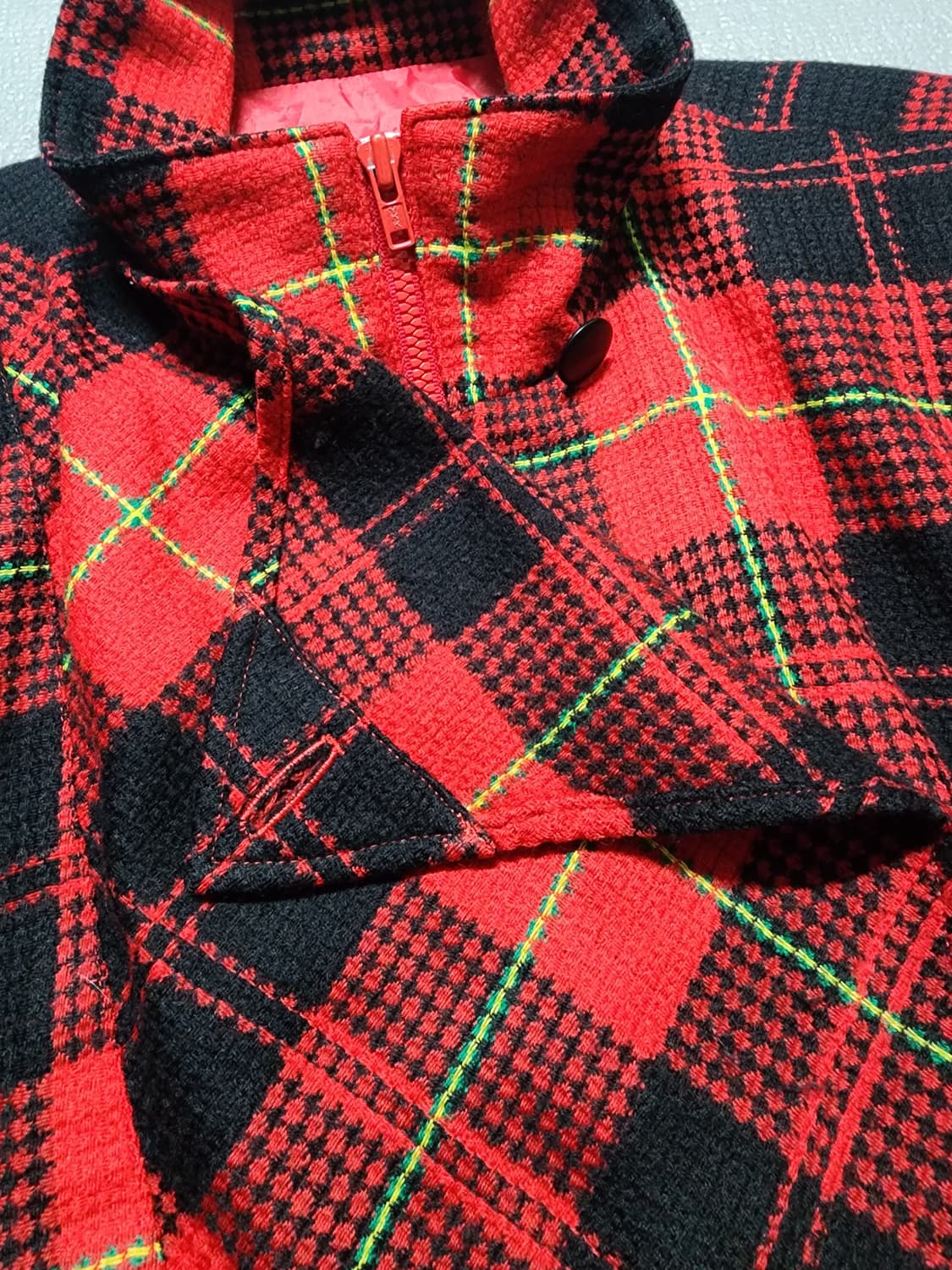 빈티지 GIVY 기비 레드 블랙 체크 울 블루종 자켓 상품이미지8
