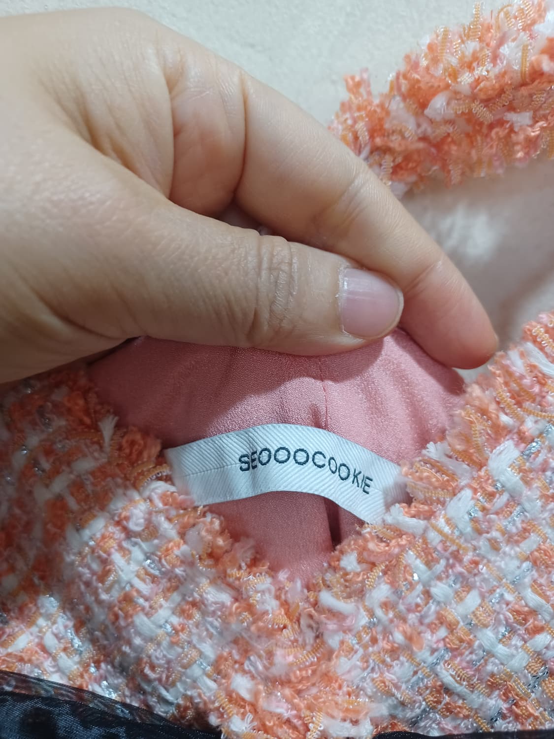seooocookie 서쿠키 오렌지색 트위드 원피스  상품이미지5