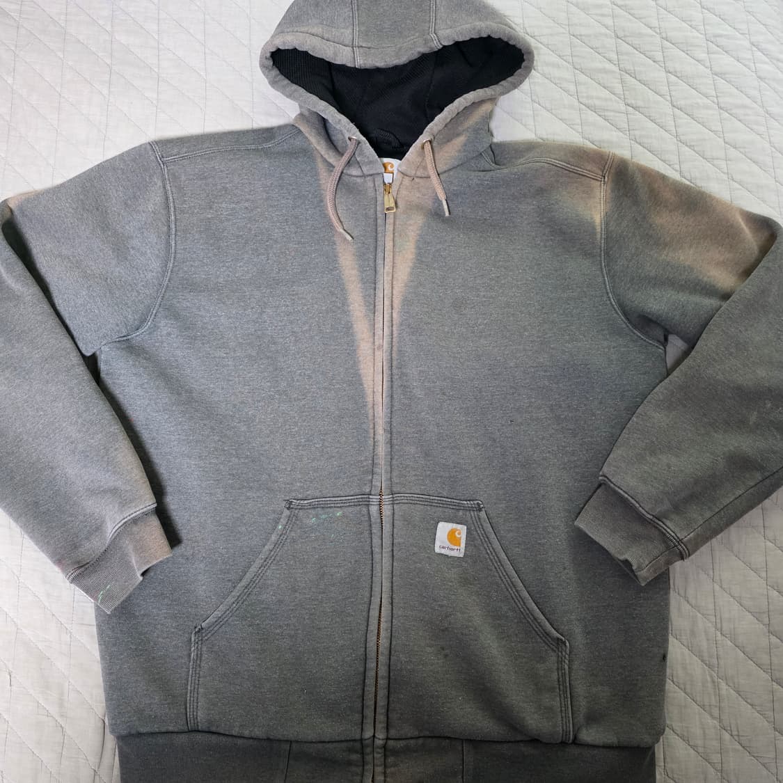 [XL] Y2K 칼하트 더블페이스 트래쉬드 썬페이드 써멀 후드집업 그레이 상품이미지2