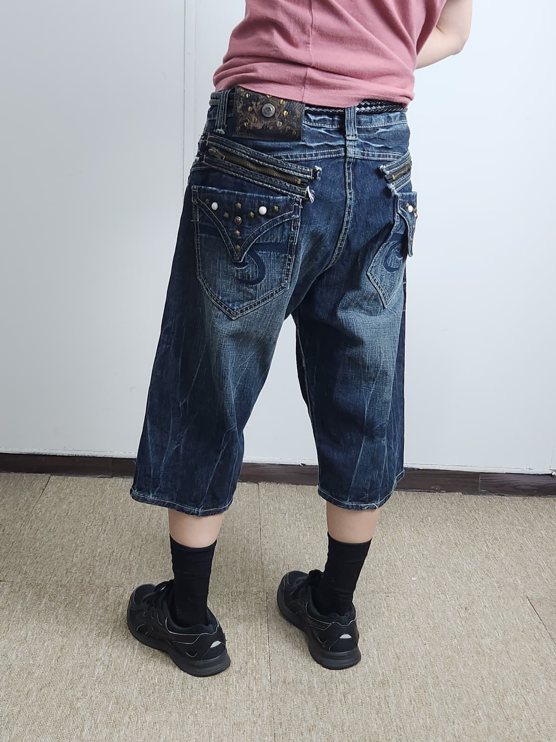 크랙 버뮤다 데님 팬츠 상품이미지2