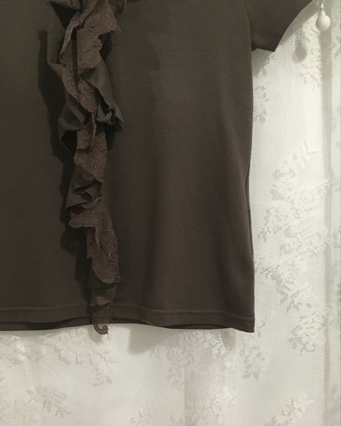 JPN khaki brown lace frill top 상품이미지6