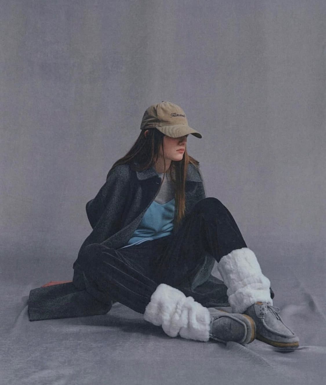 [새상품] 타낫 래글런 캐시미어 롱코트 차콜 상품이미지3