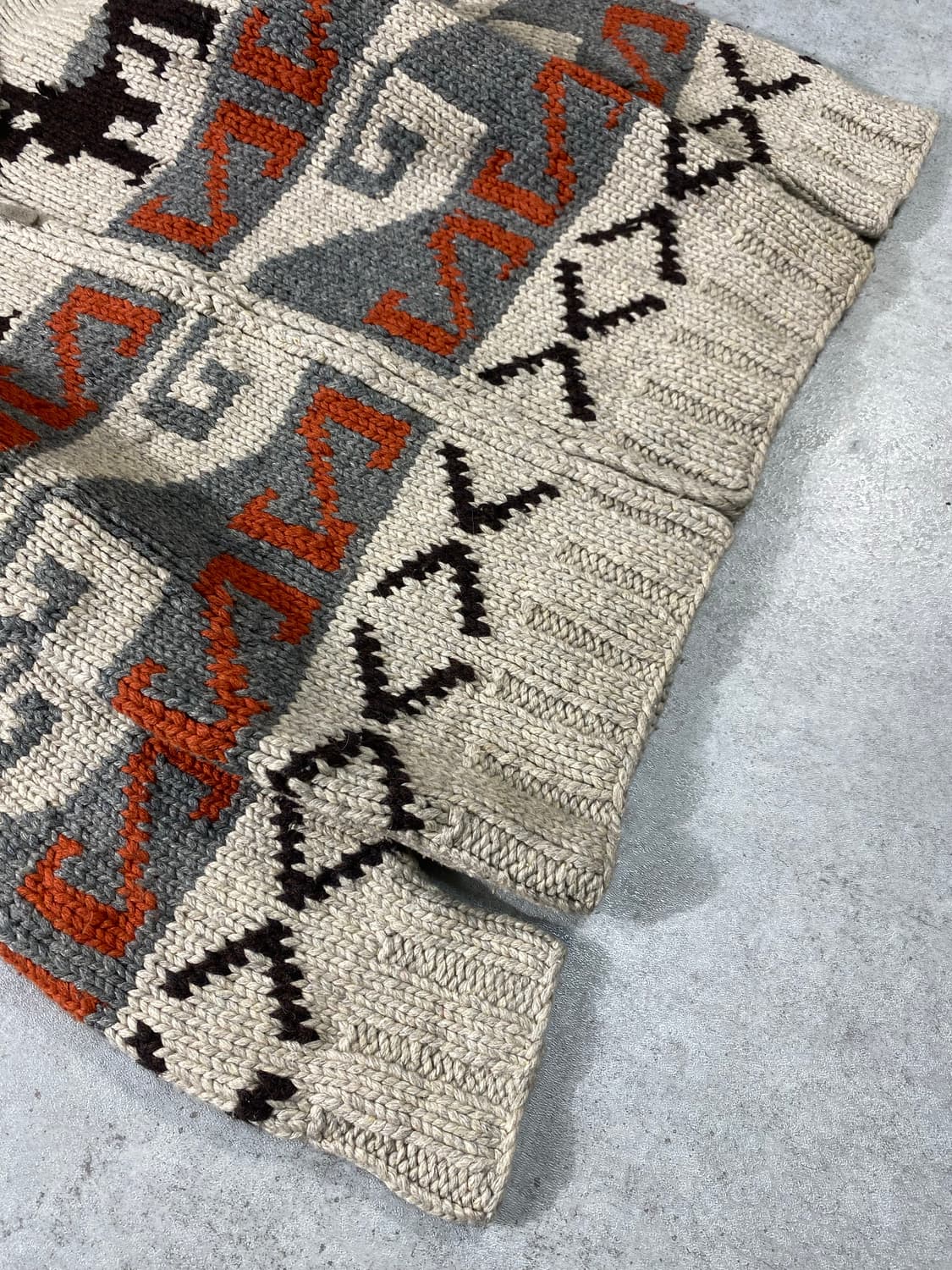 [L] Vintage 빈티지 헤비 울 핸드니트 코위찬 집업 상품이미지3