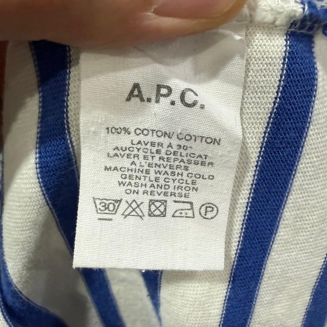 L 아페쎄 APC 스트라이프 반팔 티셔츠 블루 상품이미지4