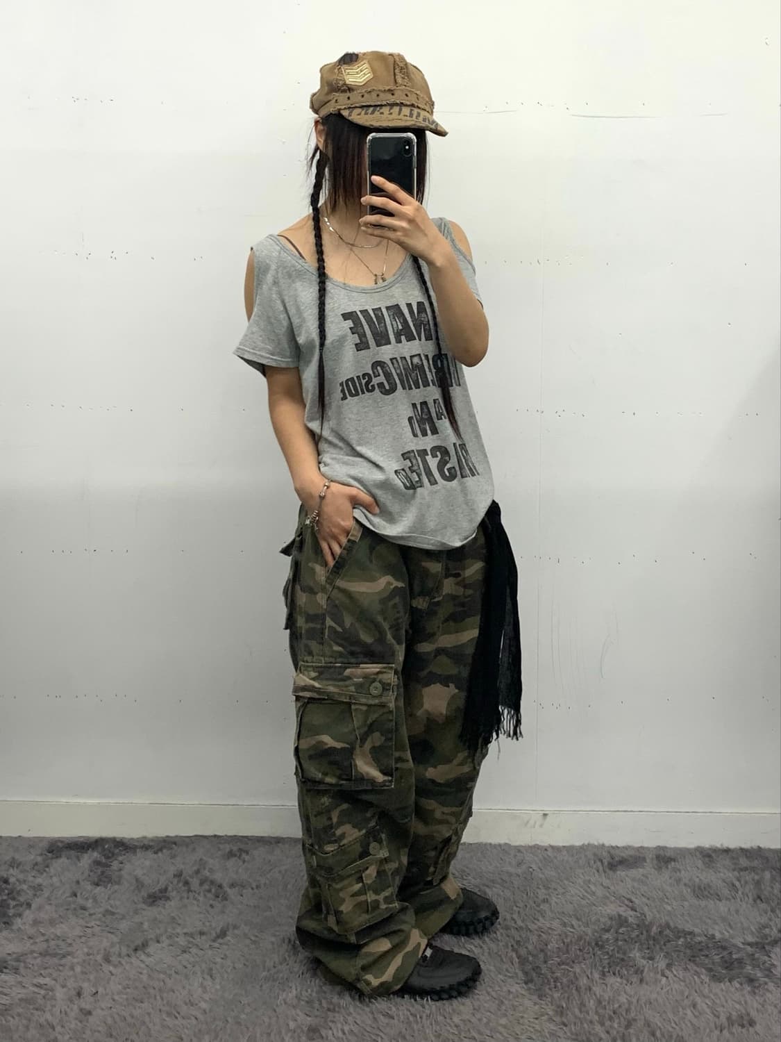 Backs y2k 프린팅 오프숄더 반팔티 상품이미지3