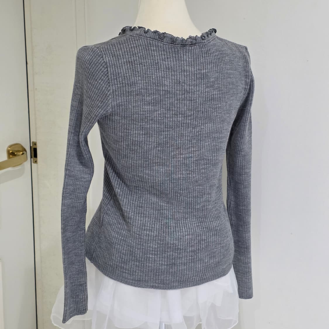 모리걸st 보헤미안 그레이 레이스 골지 레이어드 가디건 상품이미지3