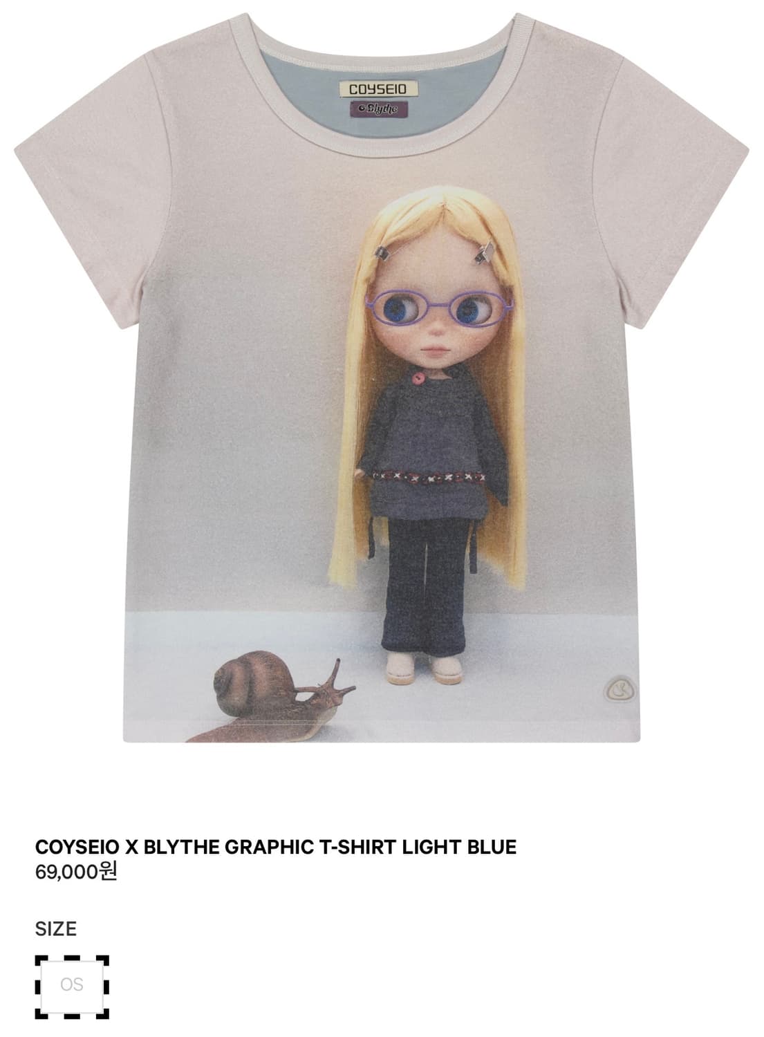 코이세이오 브라이스 그래픽 티셔츠 라이트 블루 상품이미지1