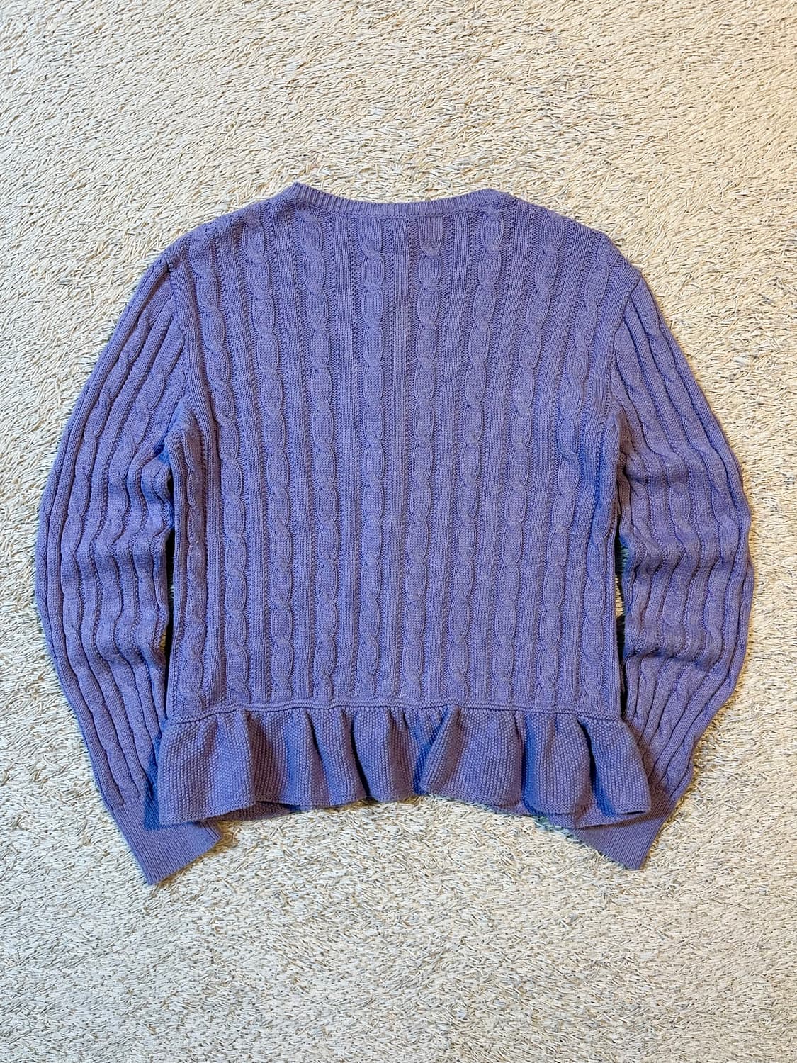 폴로 랄프로렌 걸즈 케이블 코튼 페플럼 가디건 라벤더 상품이미지3