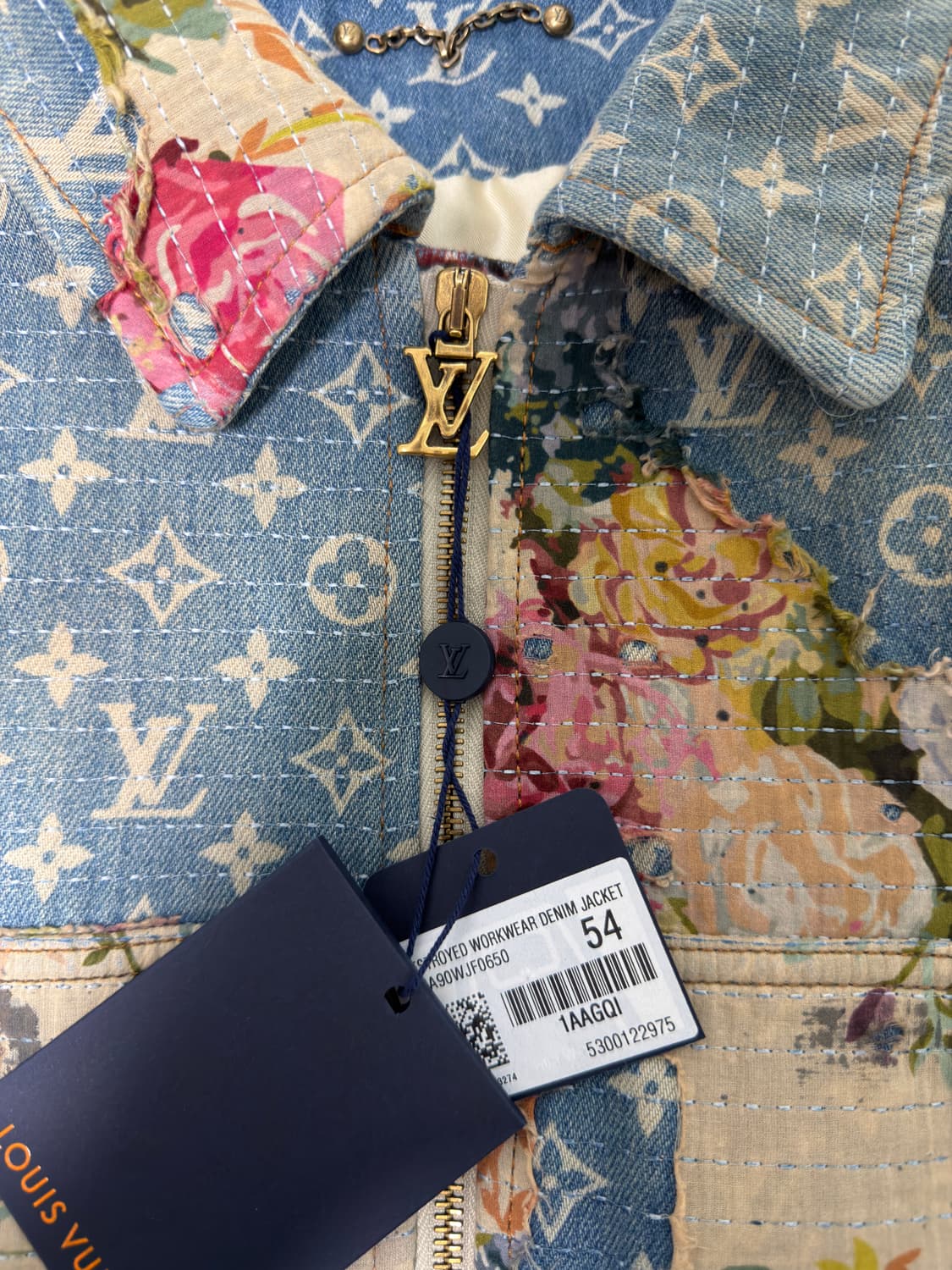 새상품 루이비통 디스트로이드 플라워 워크웨어 데님 자켓 54 백화점택 상품이미지2