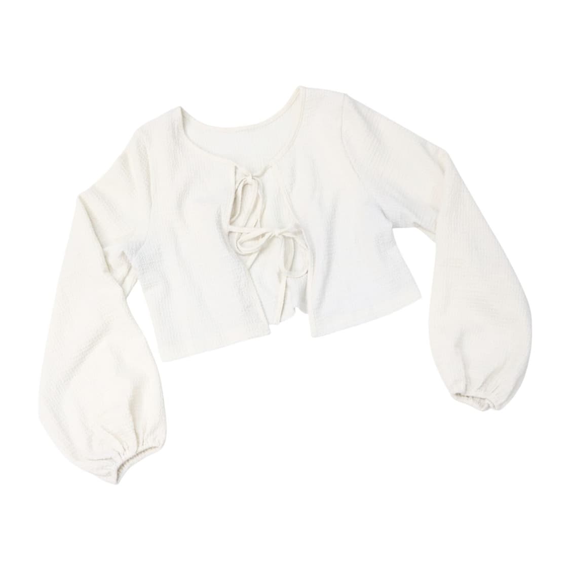 GRL 그레일 빈티지 아이보리 셔링 리본 크롭 카디건 F 상품이미지1