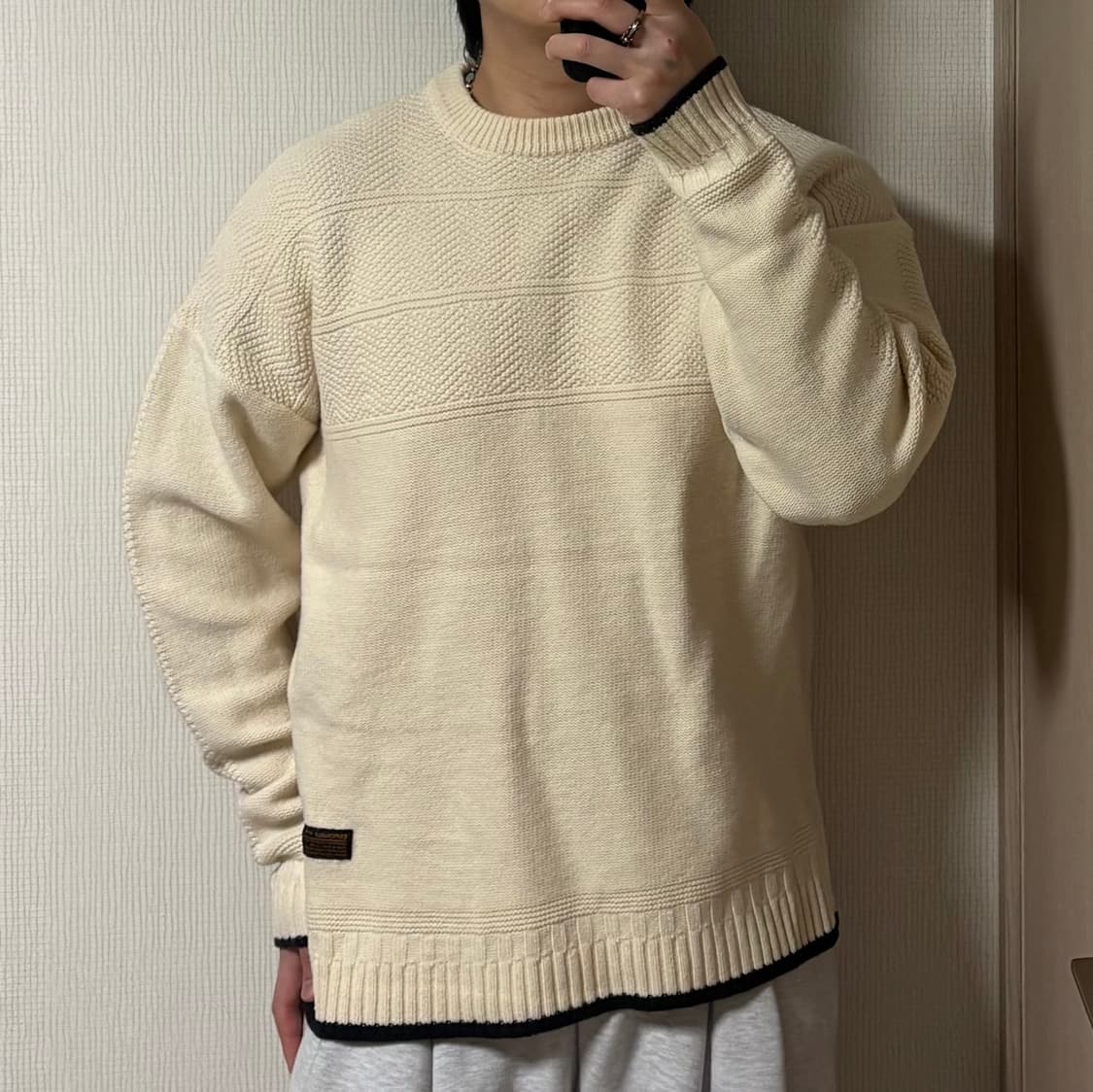 정품 에스피오나지 메리노 울 아이보리 니트 스웨터 상품이미지1