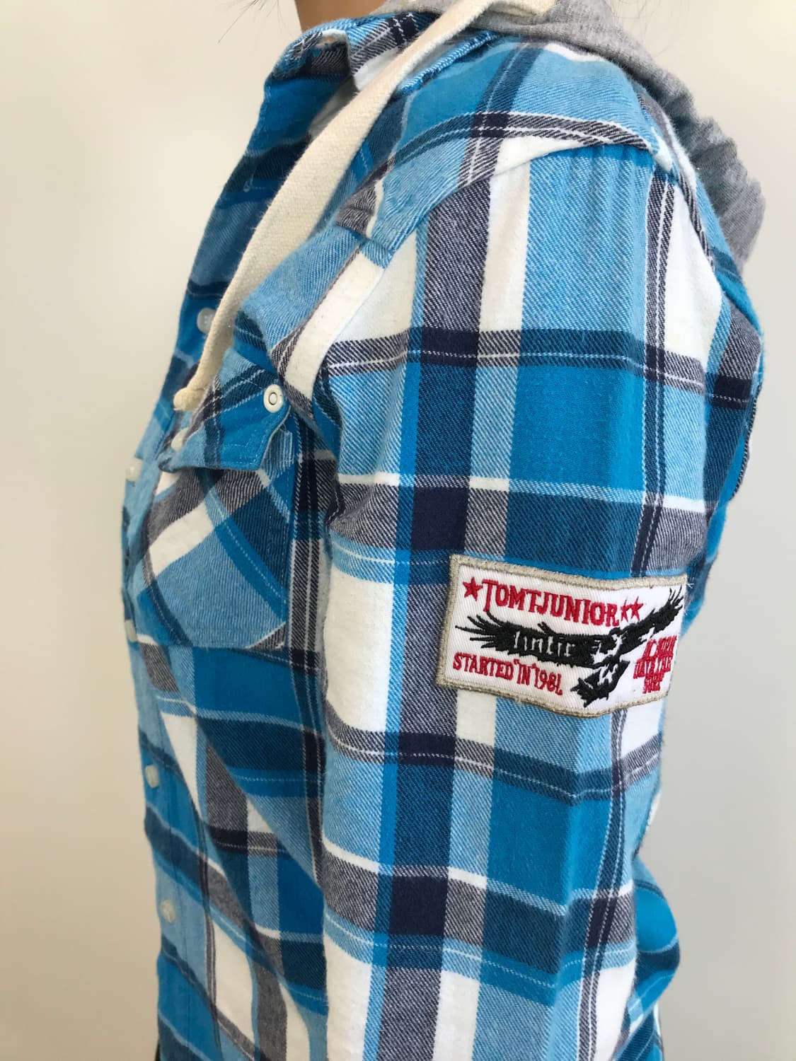 JPN Blue Plaid Hooded Shirt 상품이미지3